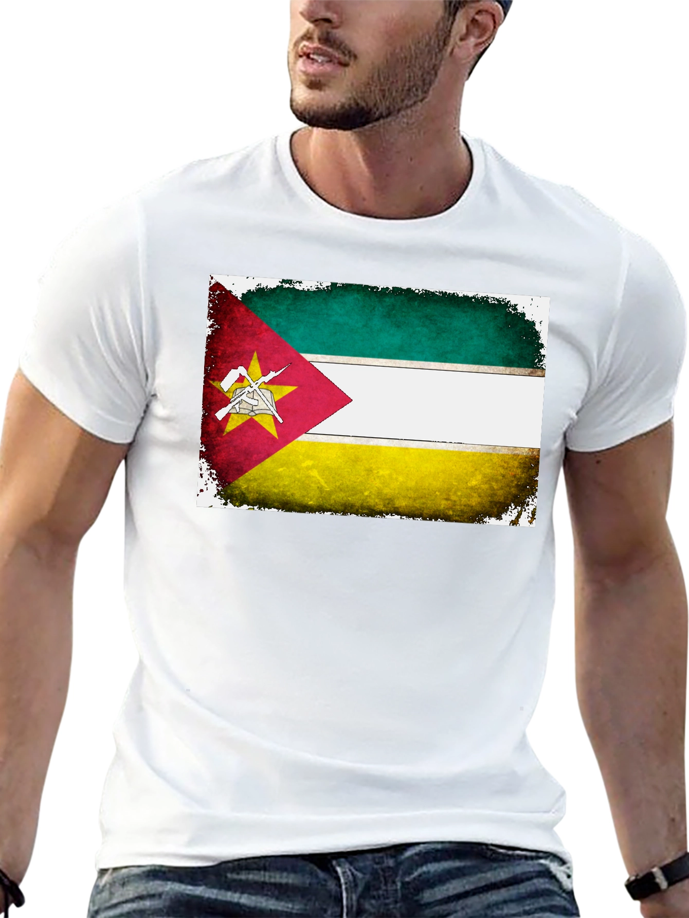 Mozambique Flag T-Shirt - Patriotic Grunge Tee