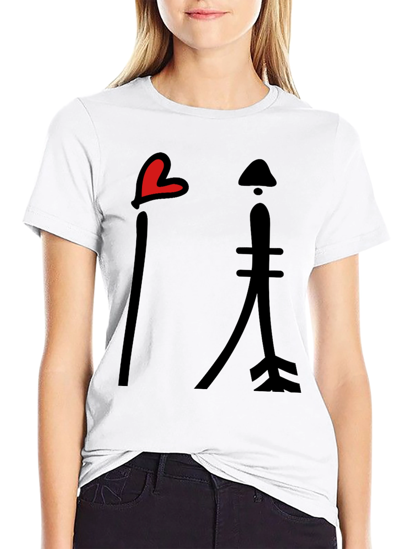 Heart & Arrow Graphic Tee - Casual Black T-Shirt