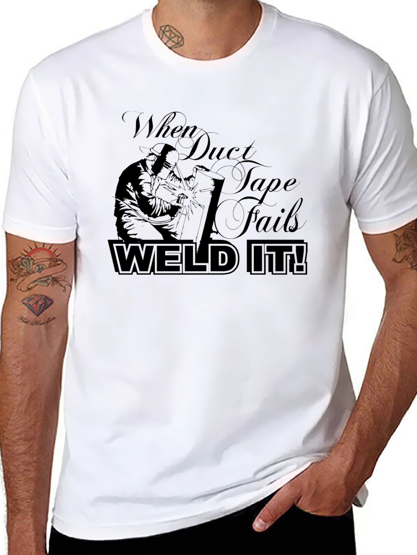 Weld It! Black Graphic T-Shirt - Duct Tape Fails