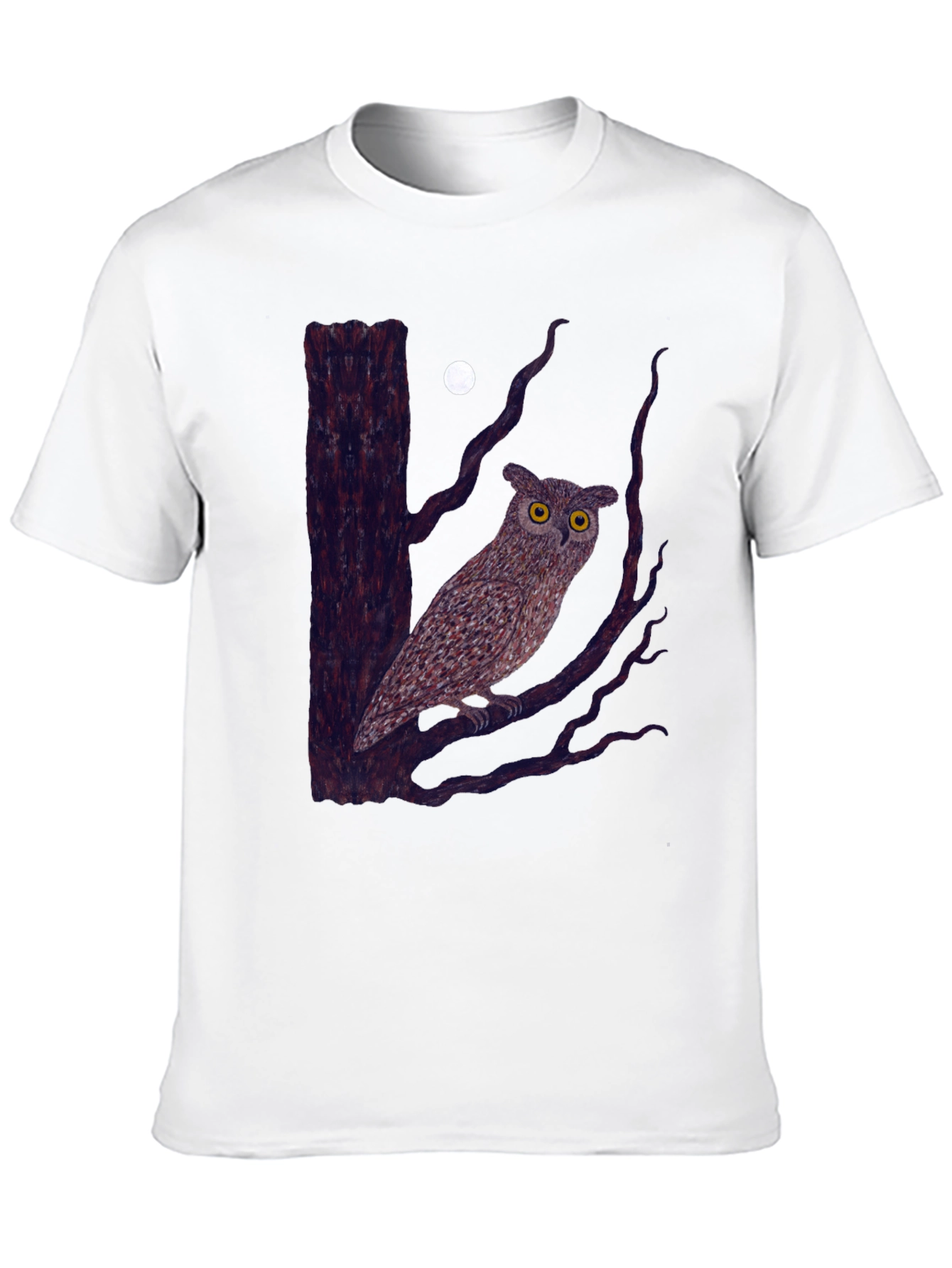 Owl and Moon Graphic Tee - Black Cotton