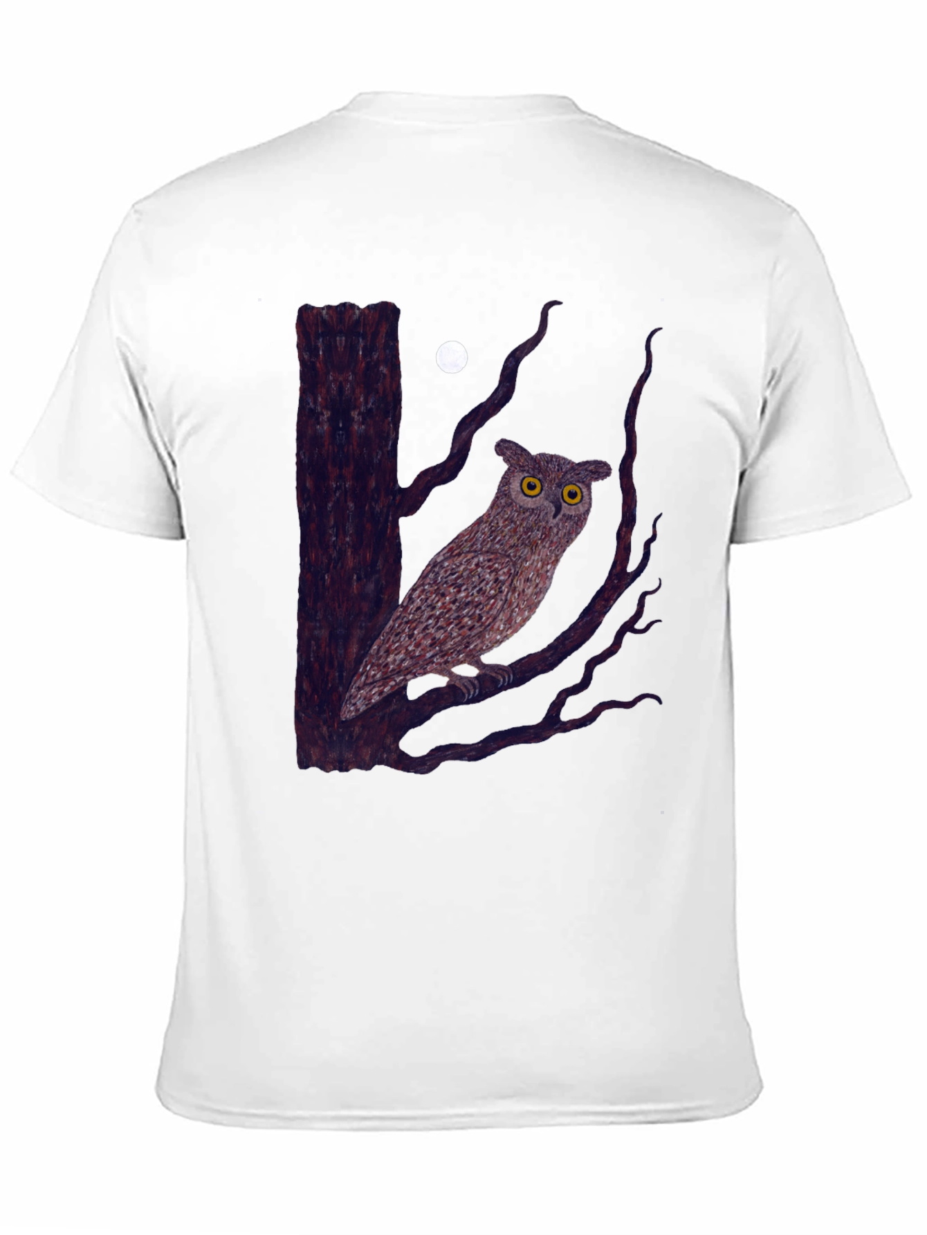 Owl and Moon Graphic Tee - Black Cotton