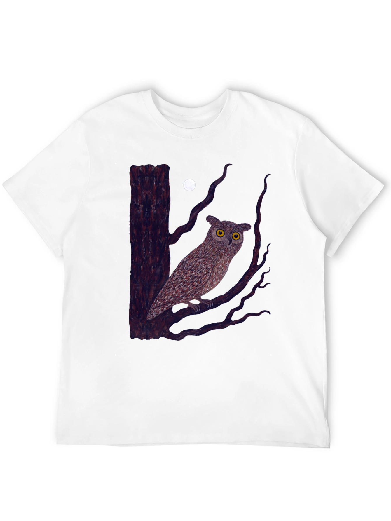 Owl and Moon Graphic Tee - Black Cotton