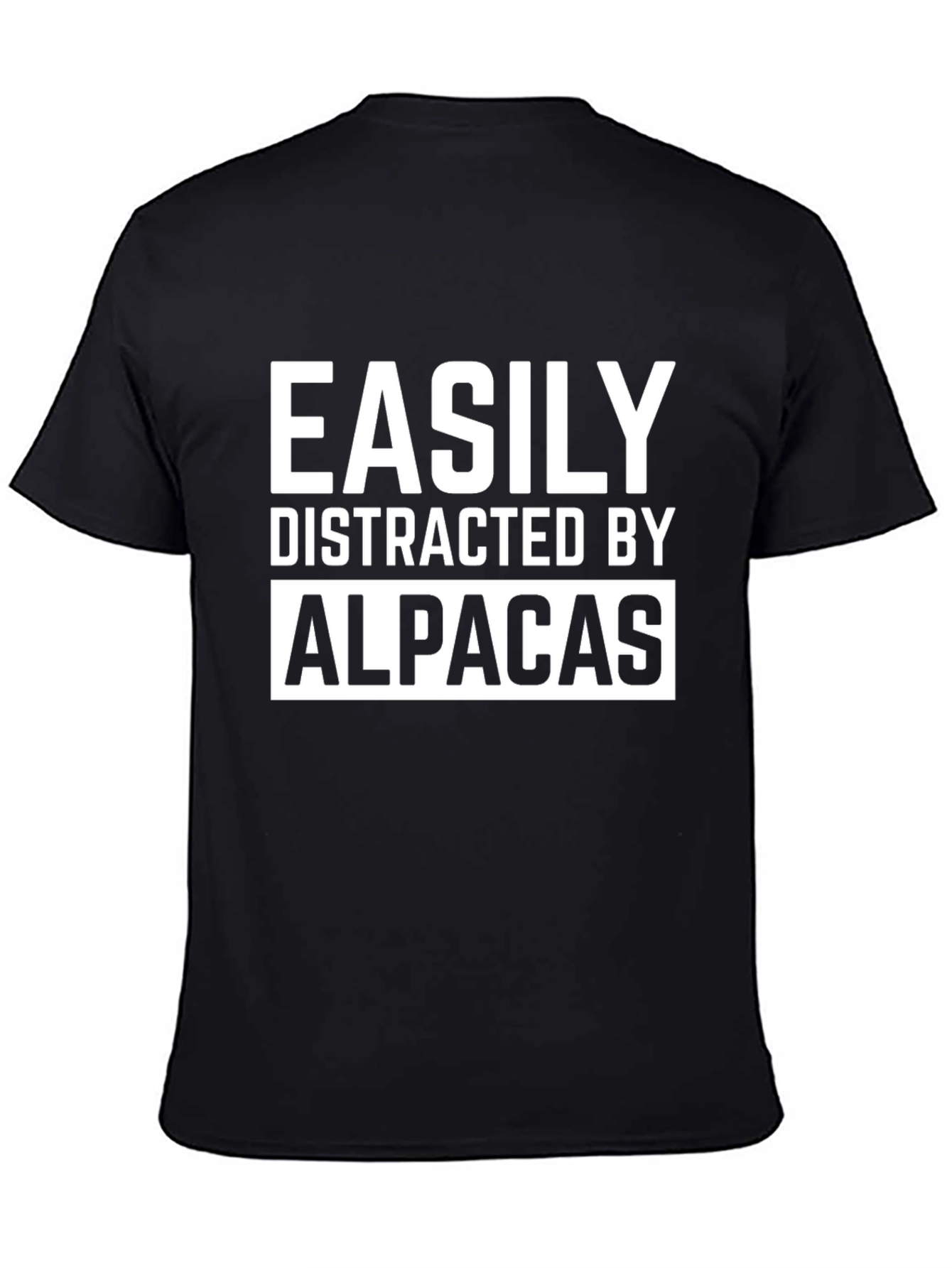 Easily Distracted By Alpacas Black Graphic T-Shirt