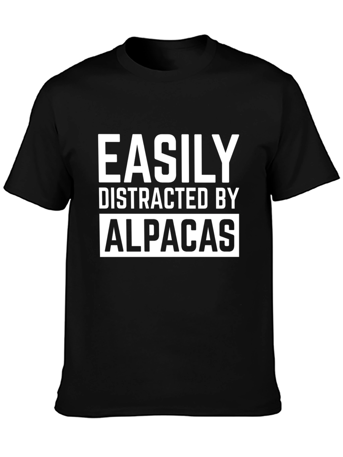 Easily Distracted By Alpacas Black Graphic T-Shirt