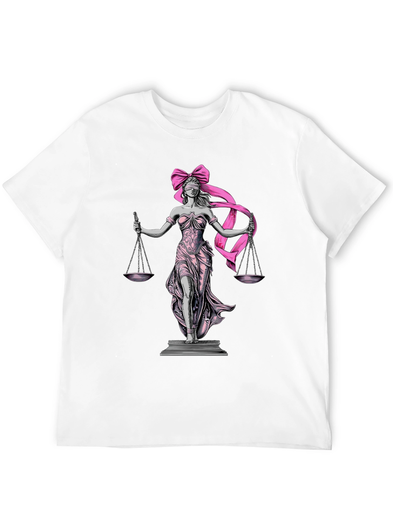 Lady Justice T-Shirt - Pink Ribbon Blindfold