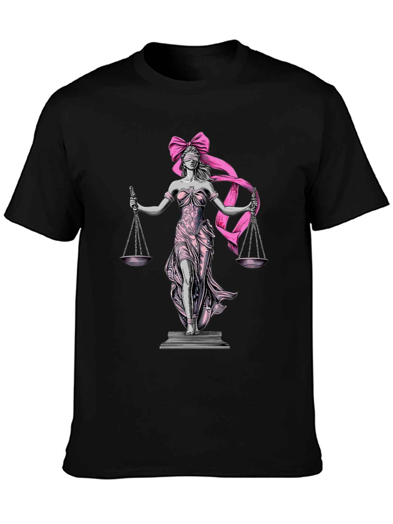 Lady Justice T-Shirt - Pink Ribbon Blindfold