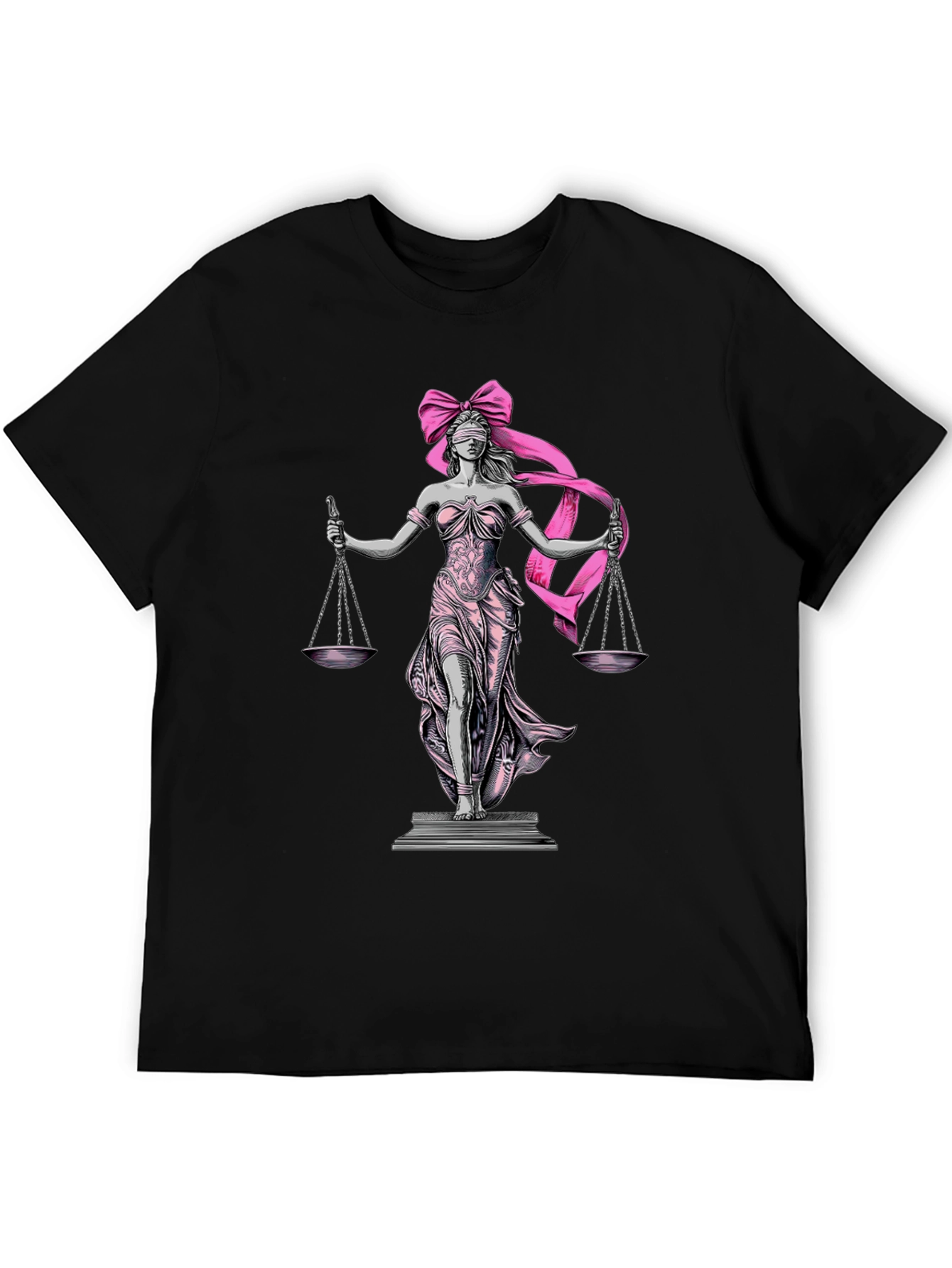 Lady Justice T-Shirt - Pink Ribbon Blindfold