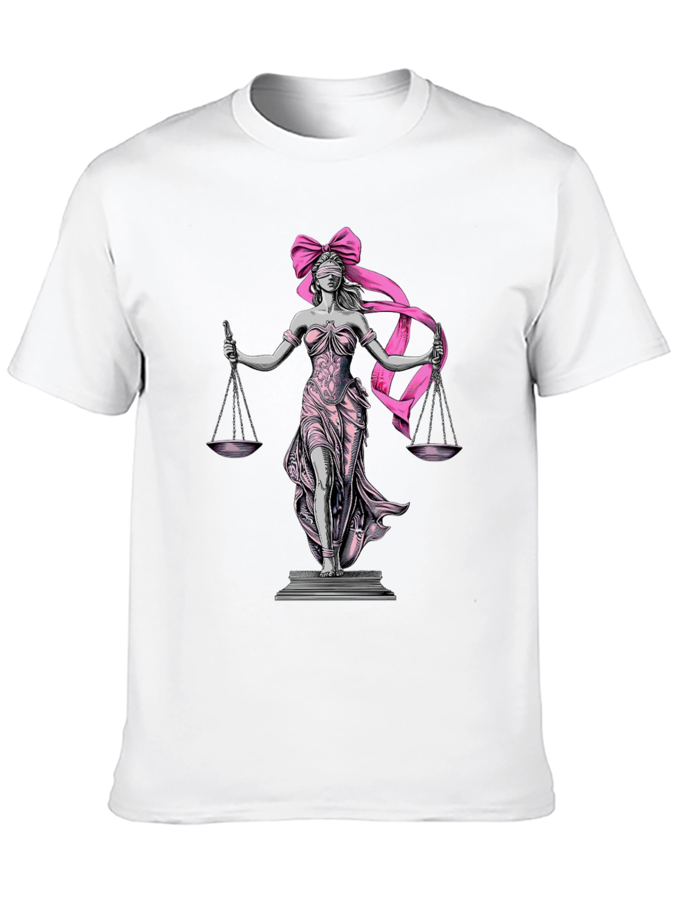 Lady Justice T-Shirt - Pink Ribbon Blindfold