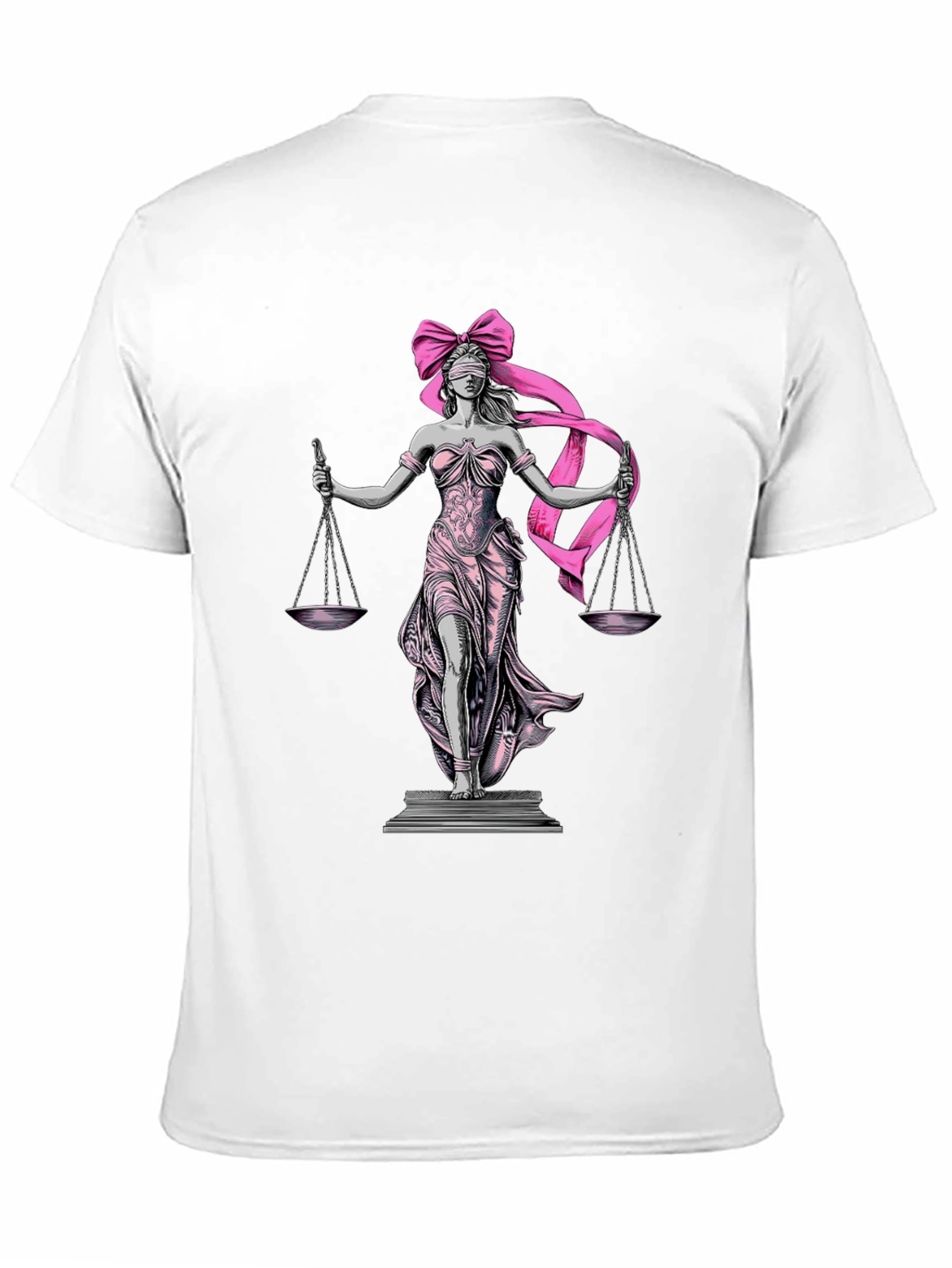 Lady Justice T-Shirt - Pink Ribbon Blindfold