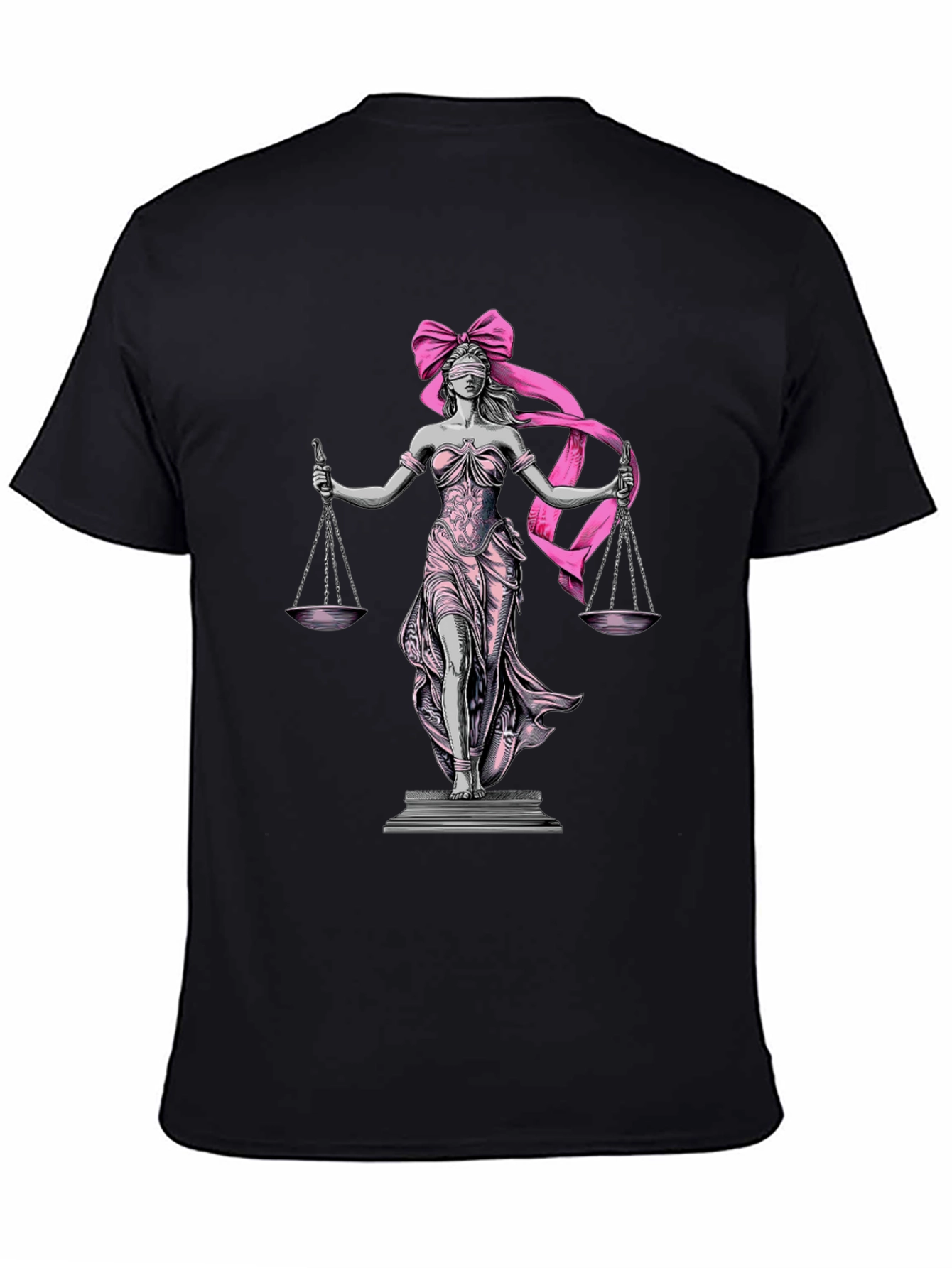 Lady Justice T-Shirt - Pink Ribbon Blindfold
