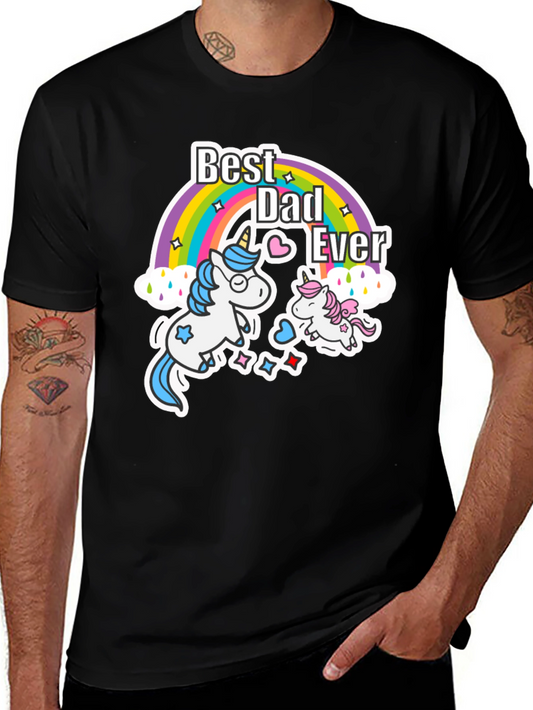 Best Dad Ever Unicorn Rainbow T-Shirt