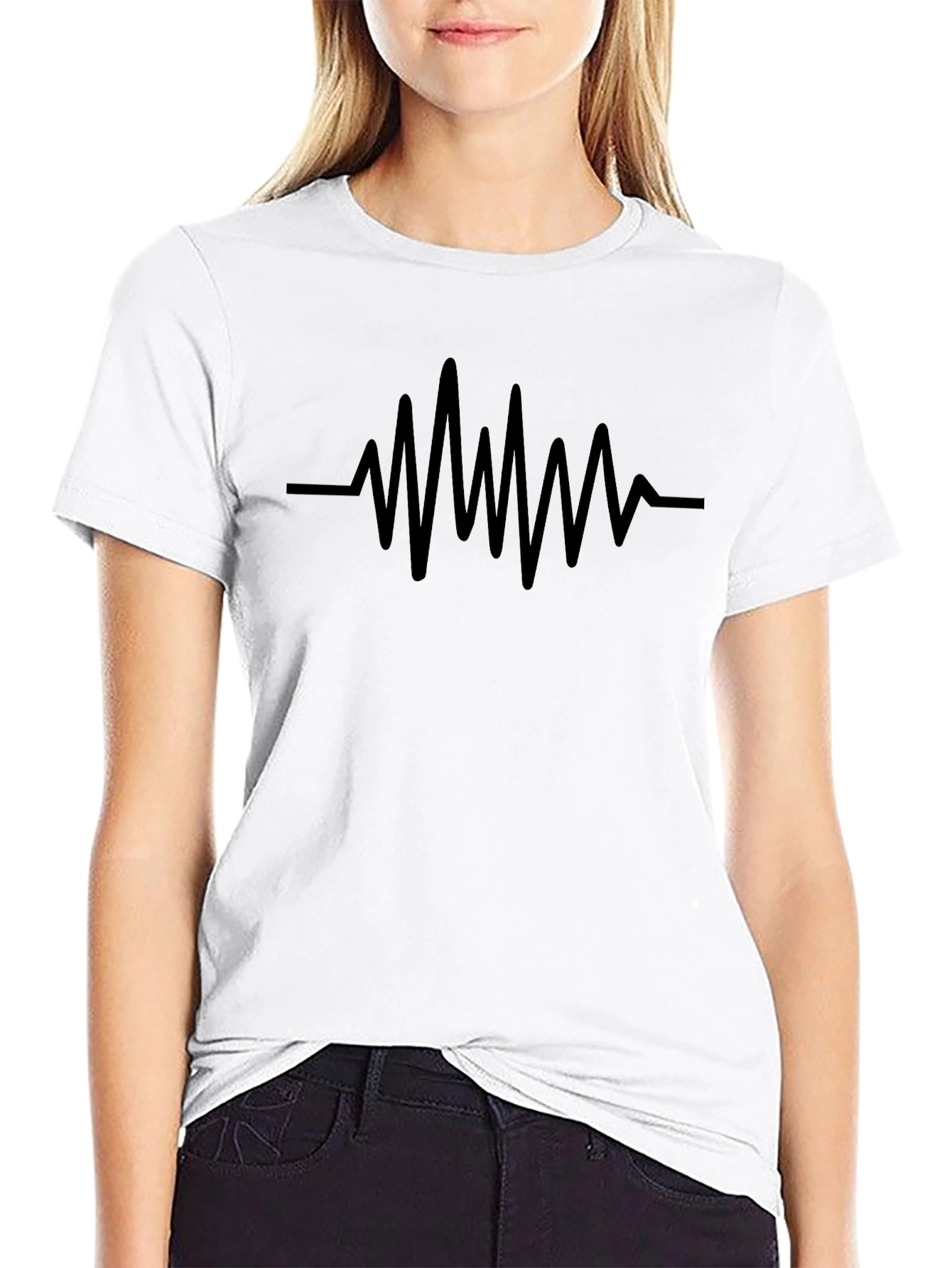 Heartbeat Graphic Black T-Shirt - Trendy Style