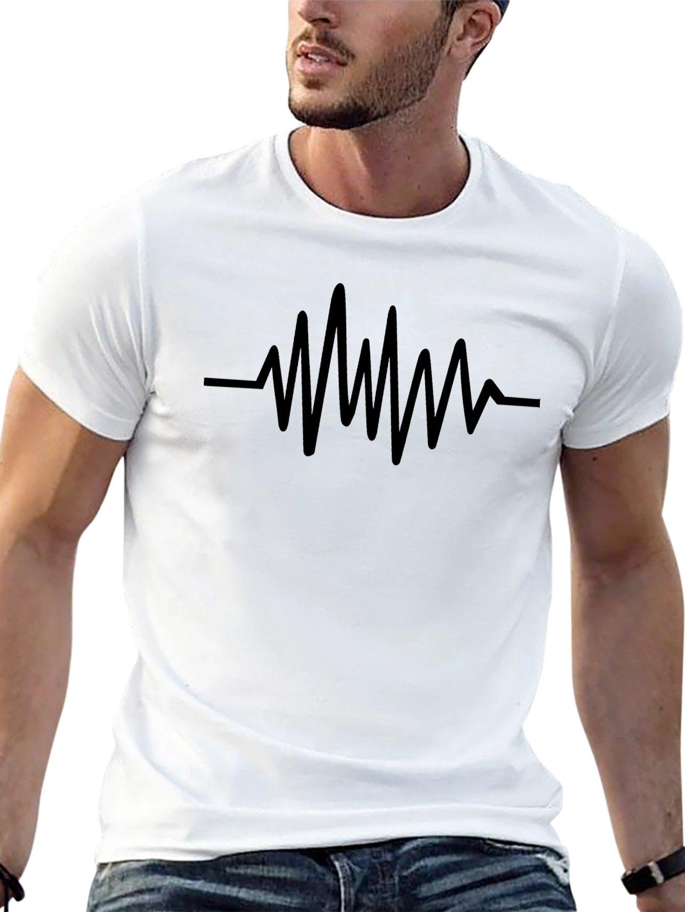 Heartbeat Graphic Black T-Shirt - Trendy Style