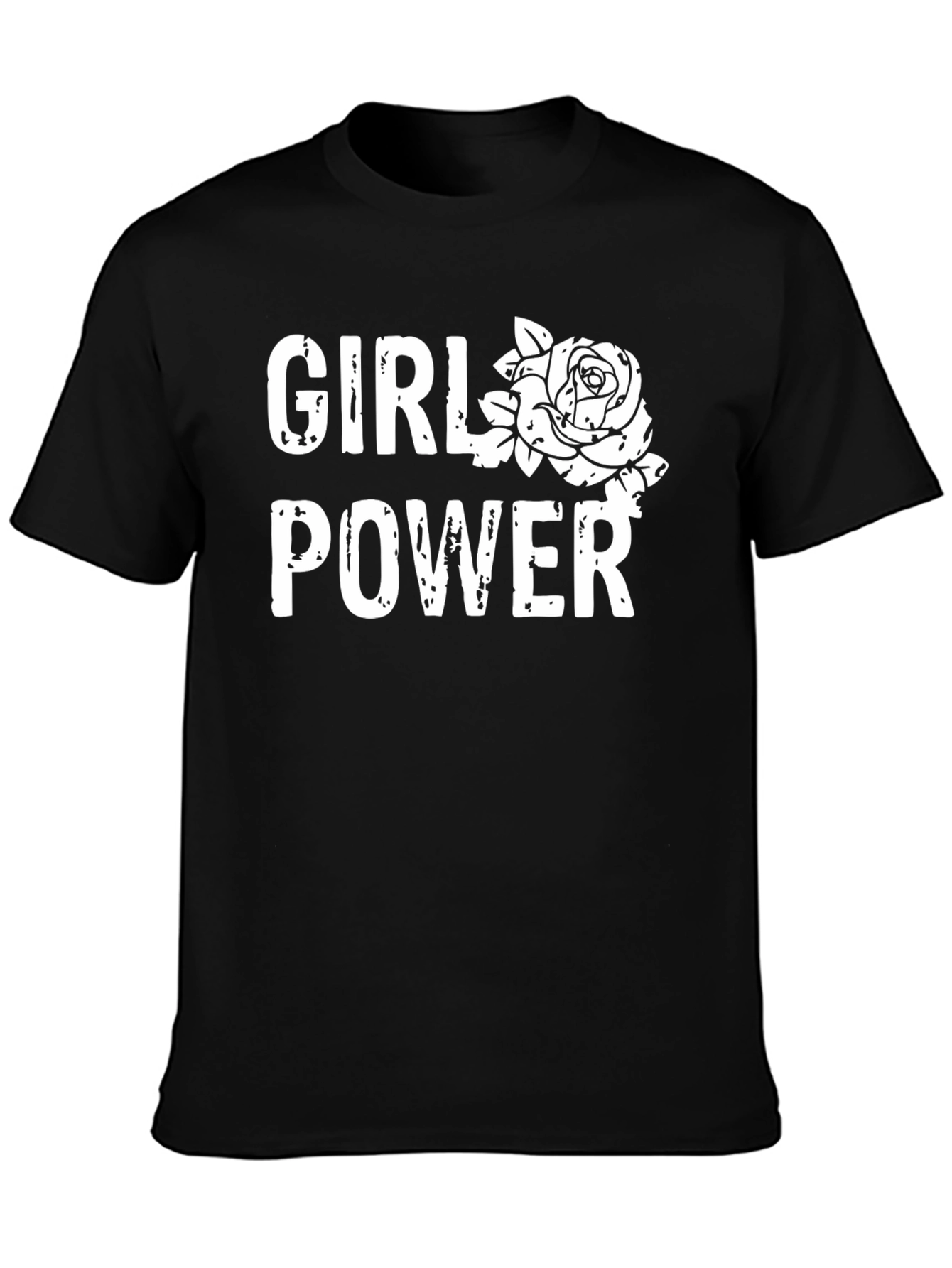 Girl Power Rose Graphic T-Shirt - Black Cotton Tee