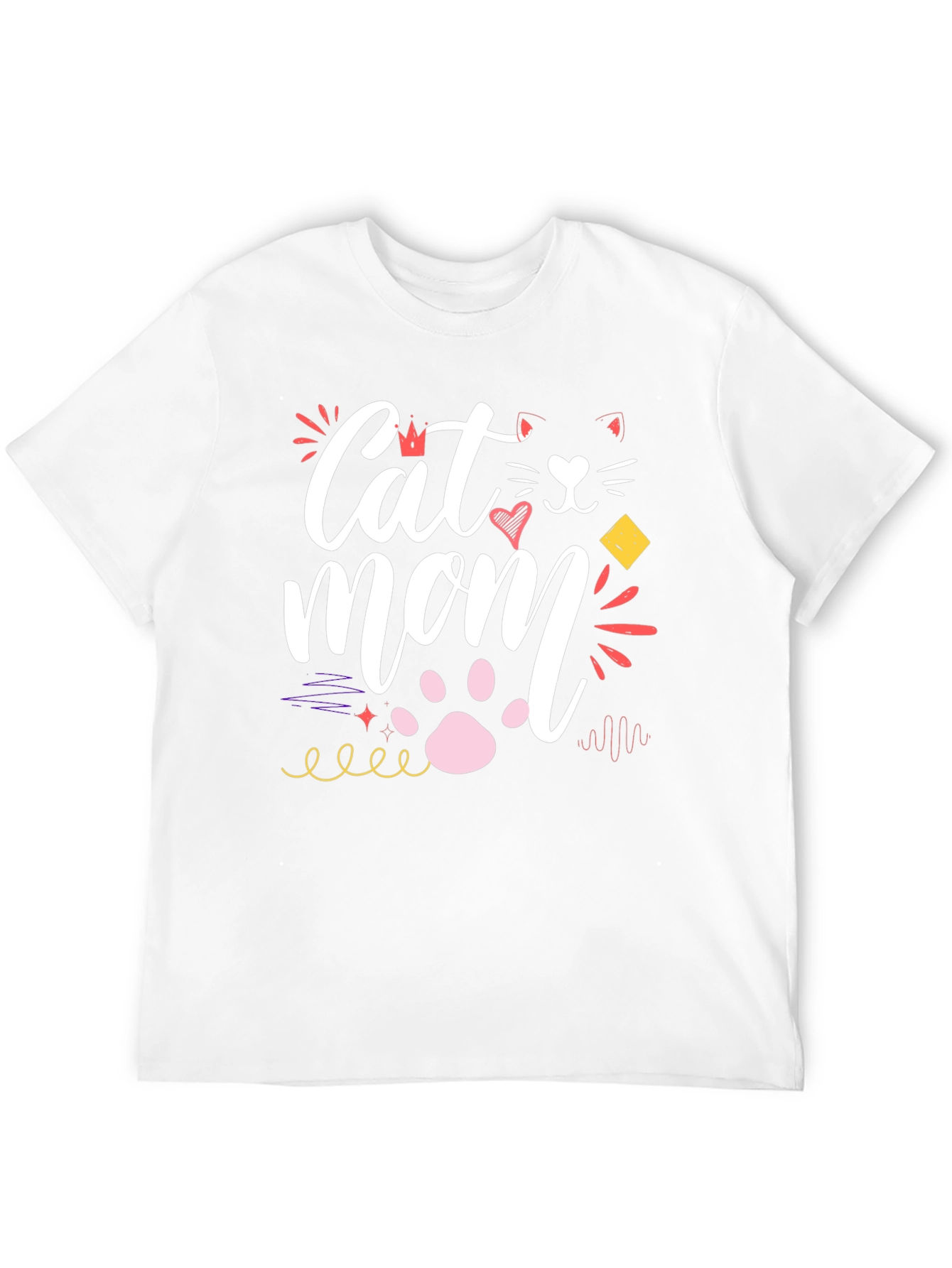 Cat Mom Graphic Tee - Black Cotton T-Shirt
