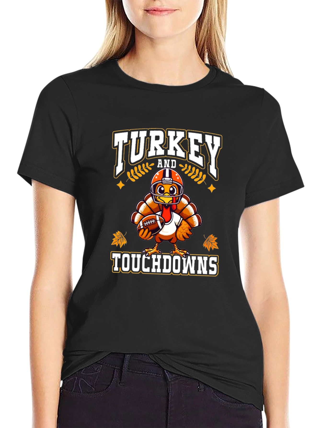 Turkey Touchdowns T-Shirt - Thanksgiving Football Tee