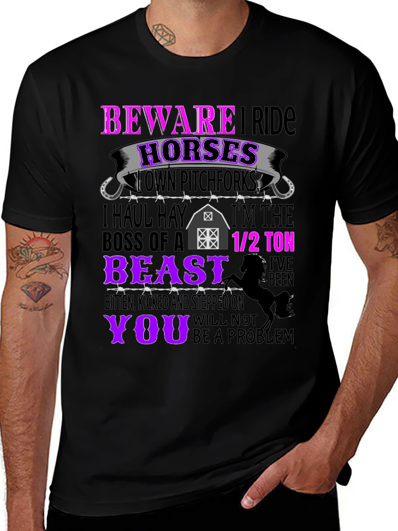 Beware I Ride Horses Graphic Tee