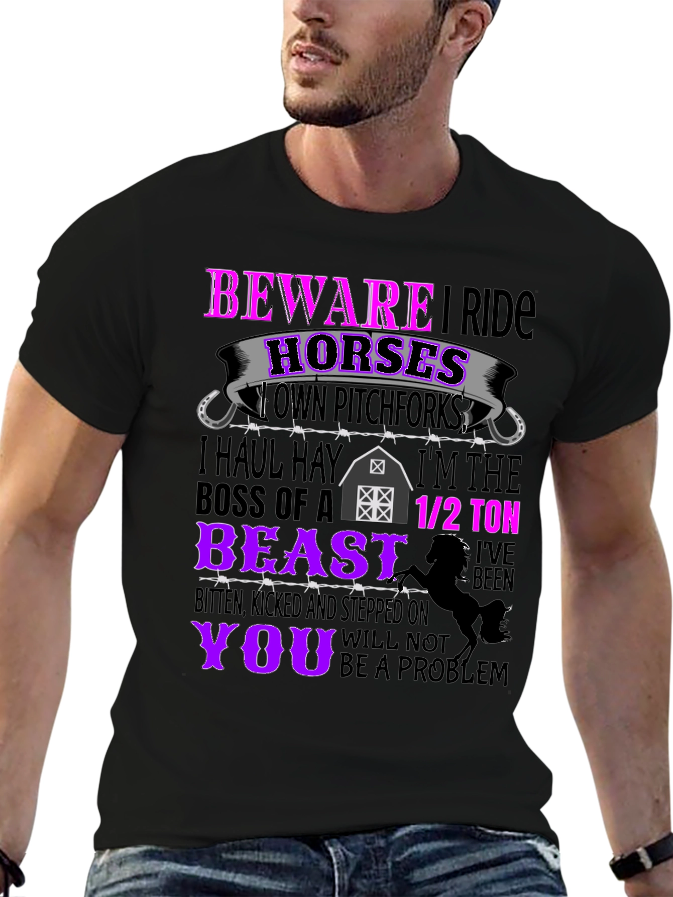 Beware I Ride Horses Graphic Tee
