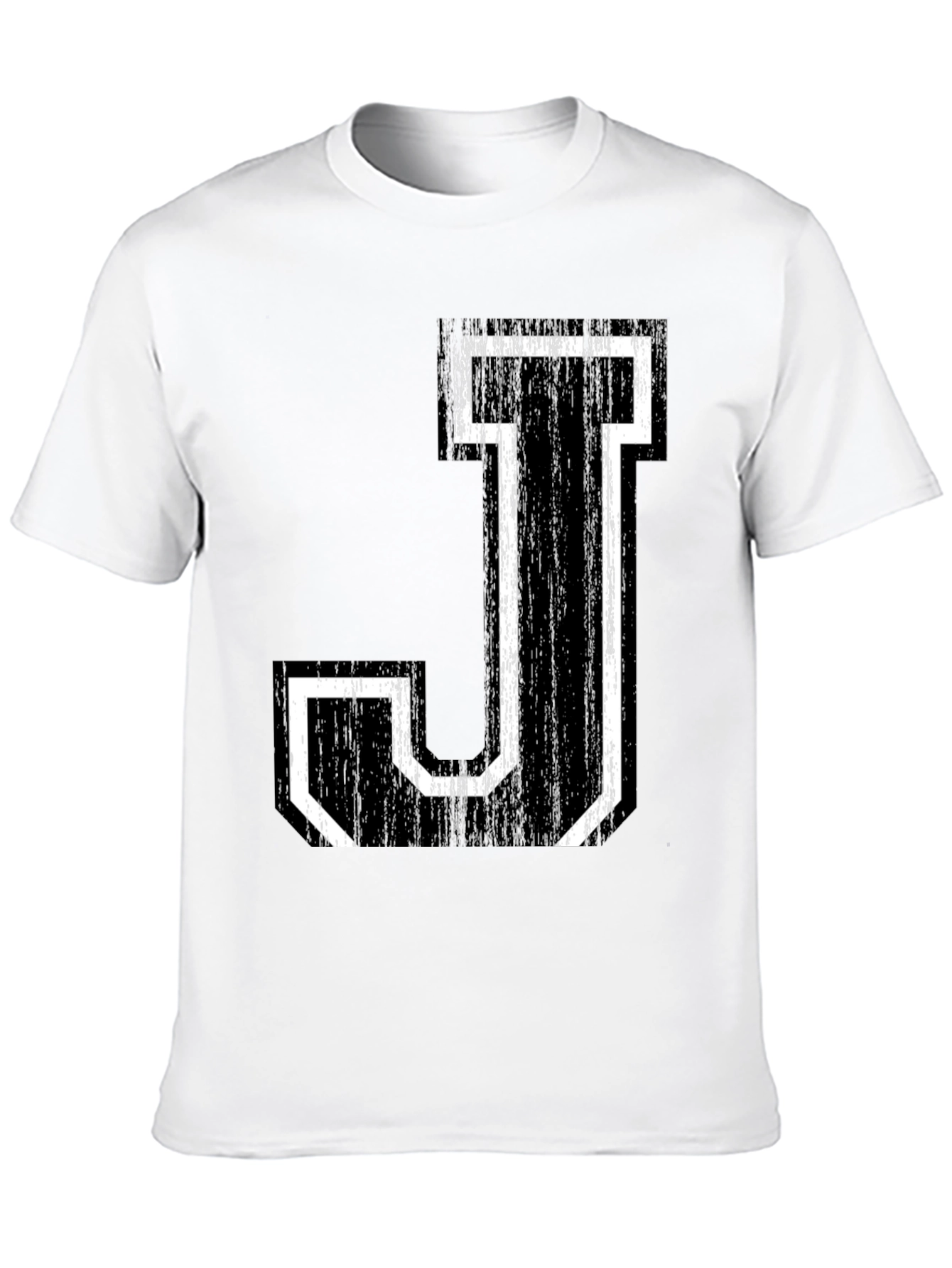 Letter J Graphic Tee - Black Cotton Shirt