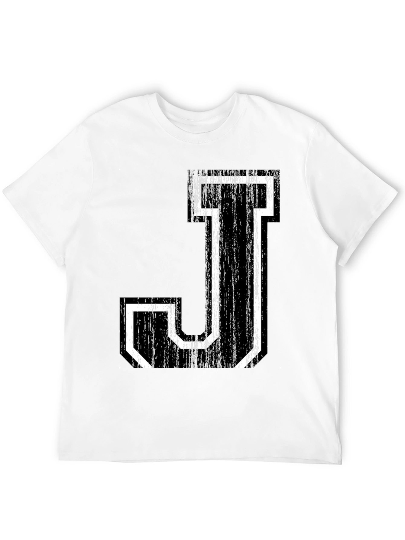 Letter J Graphic Tee - Black Cotton Shirt