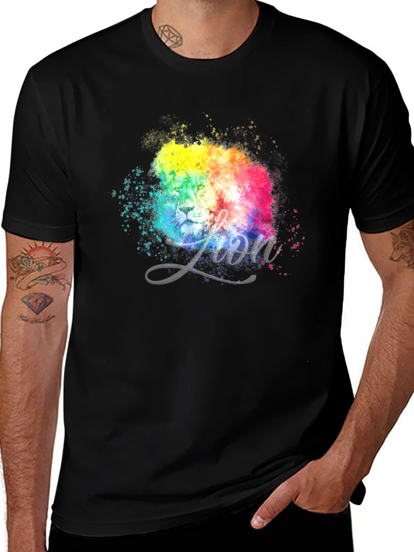 Vibrant Lion Graphic Tee - Modern Artistic Design