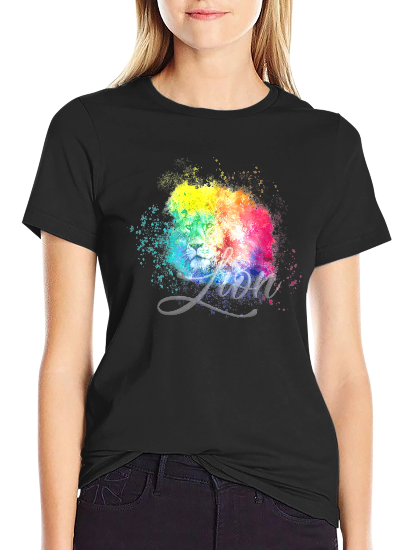 Vibrant Lion Graphic Tee - Modern Artistic Design