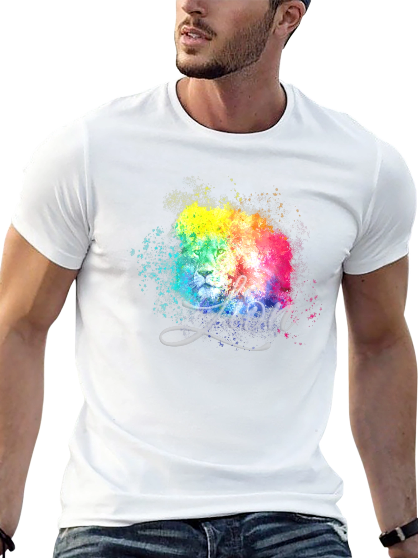 Vibrant Lion Graphic Tee - Modern Artistic Design