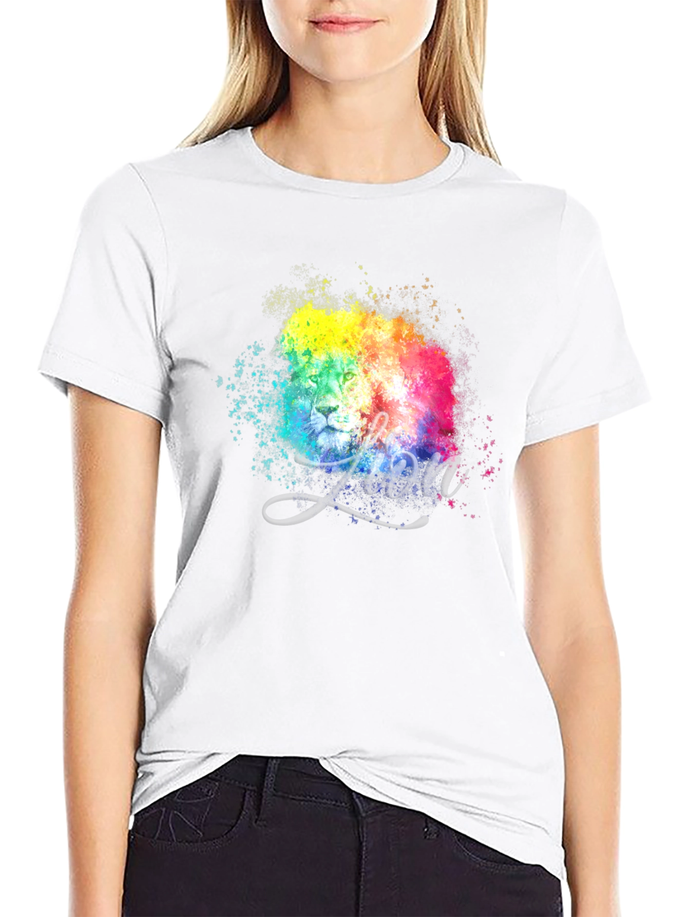 Vibrant Lion Graphic Tee - Modern Artistic Design