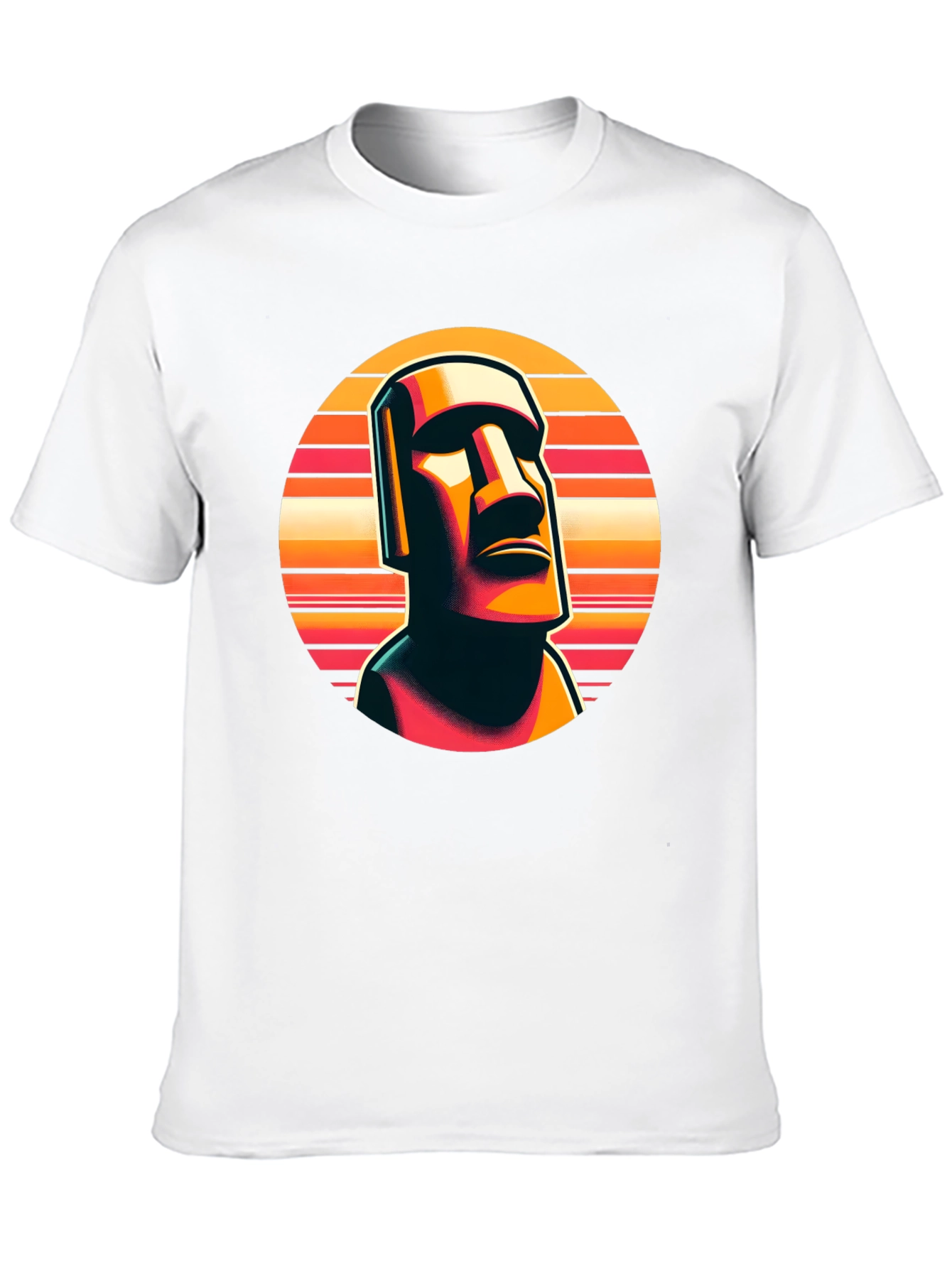 Moai Statue Graphic Tee - Retro Style