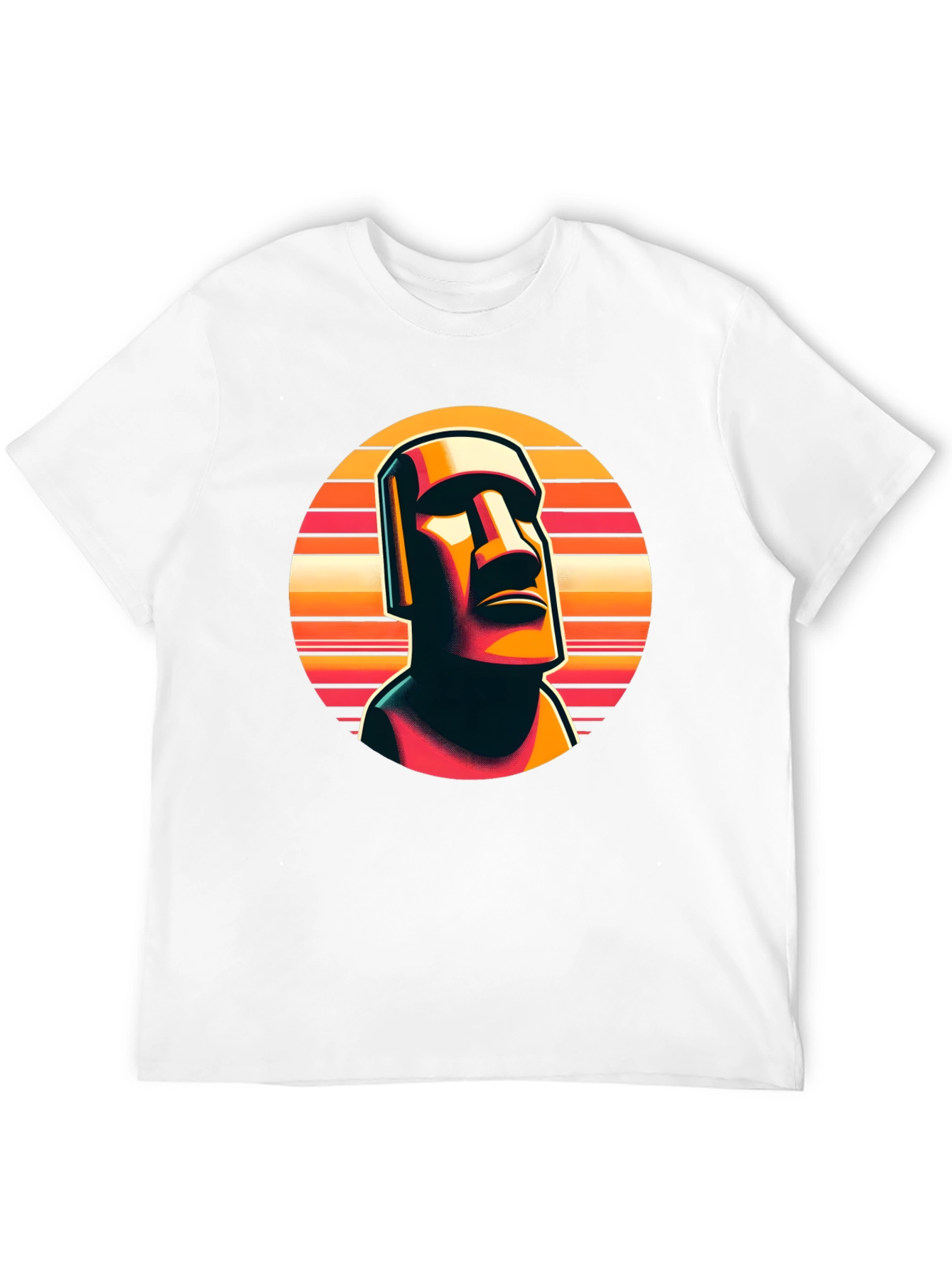 Moai Statue Graphic Tee - Retro Style
