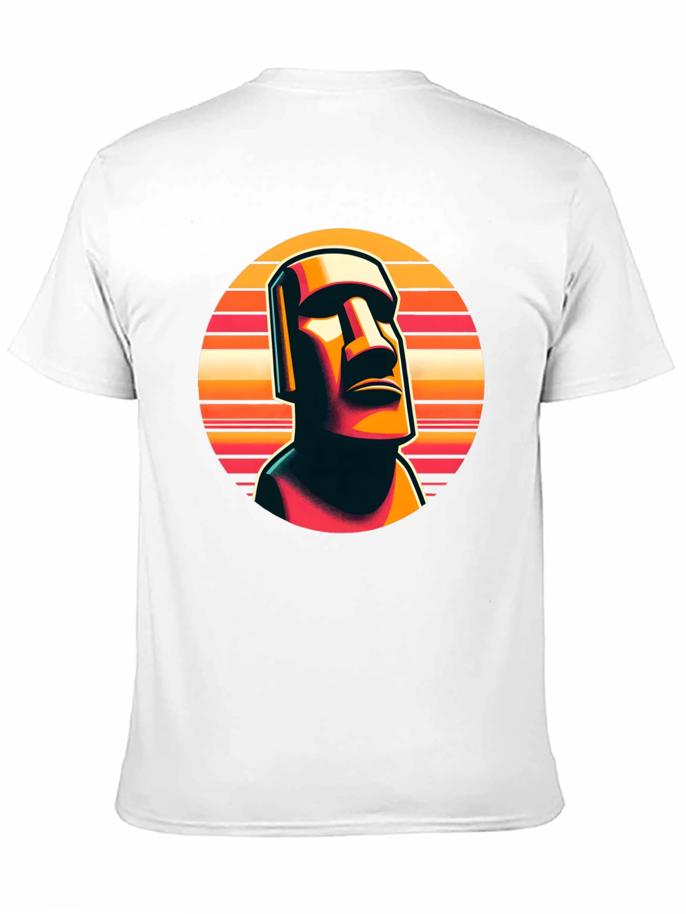 Moai Statue Graphic Tee - Retro Style