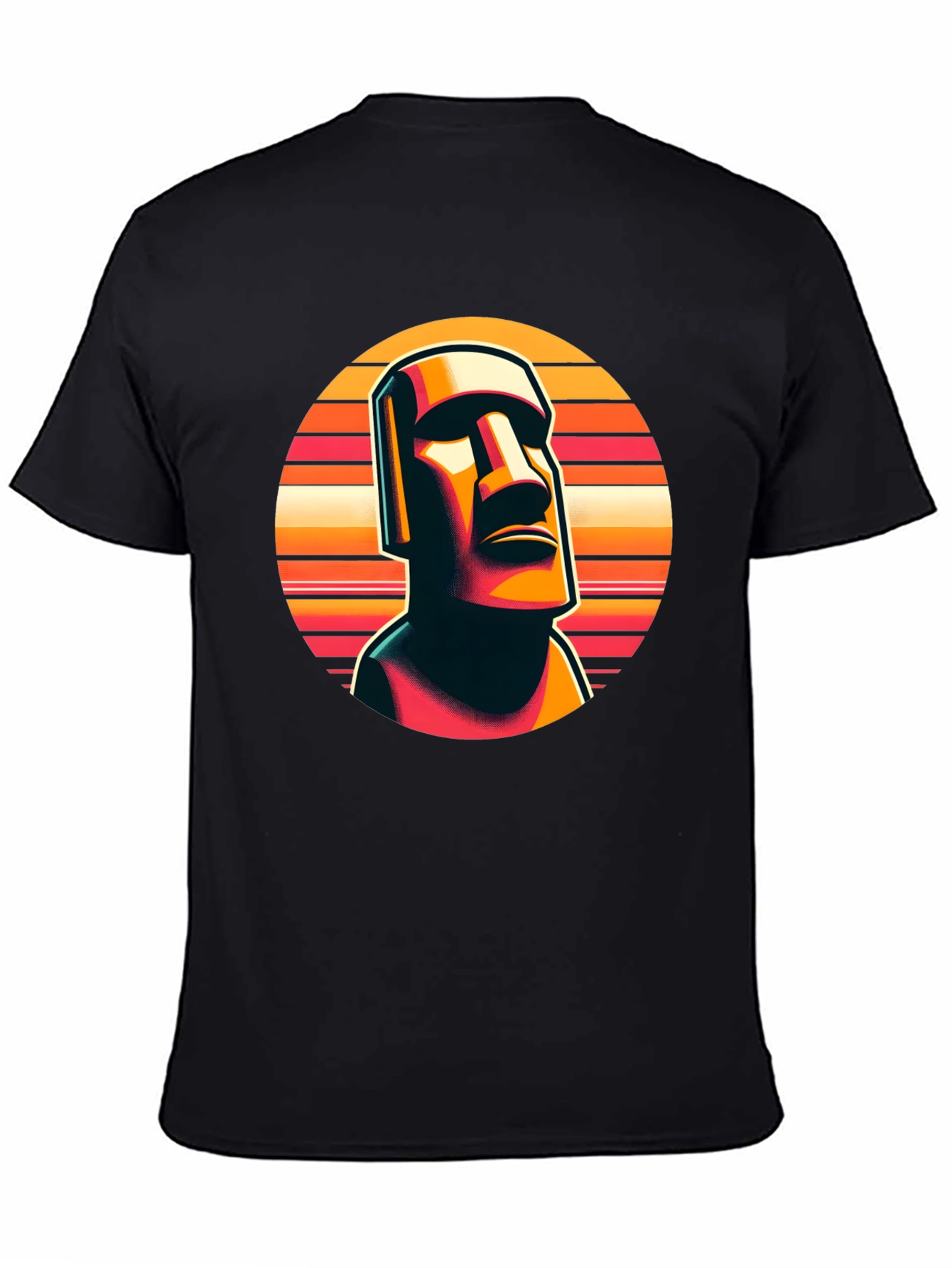 Moai Statue Graphic Tee - Retro Style