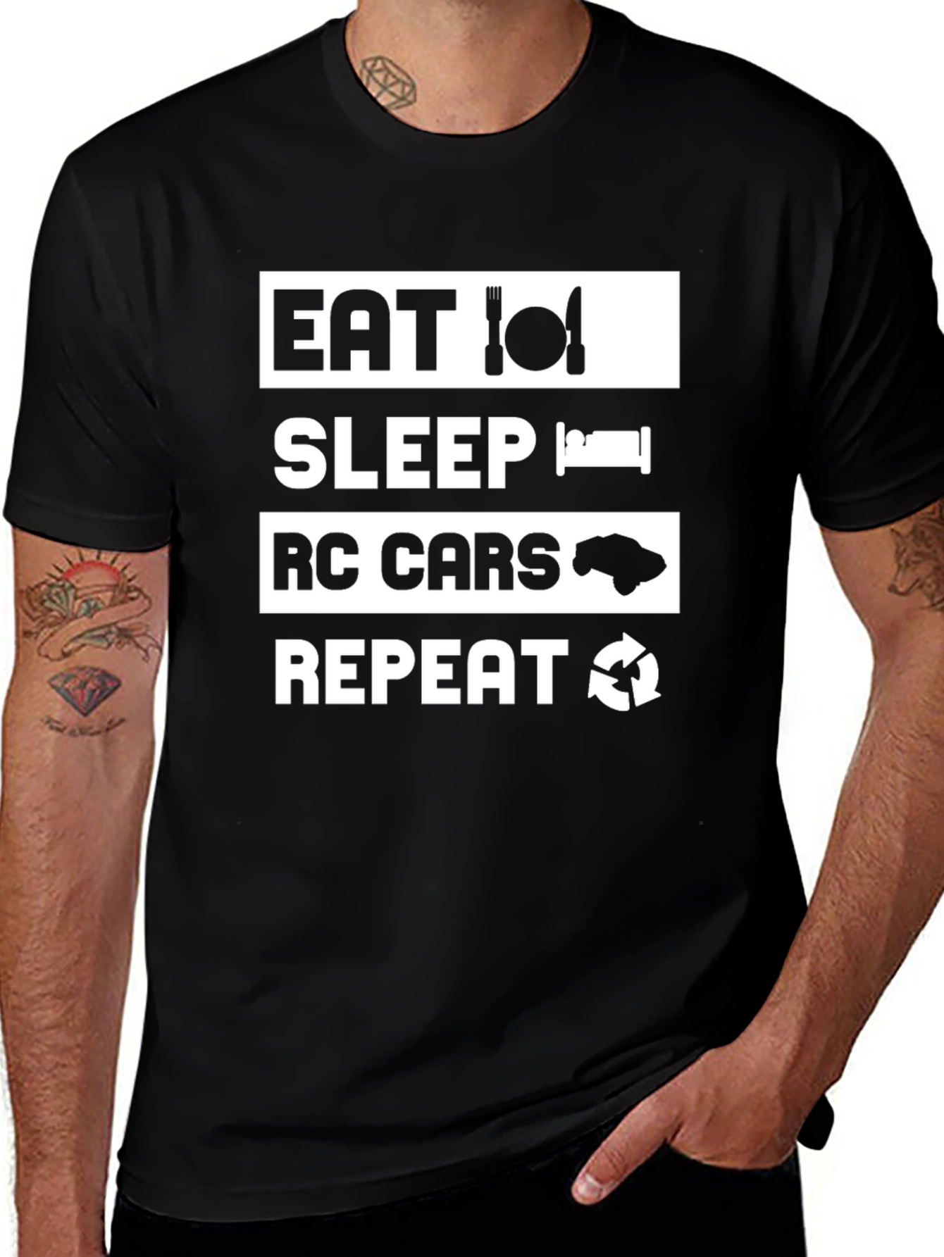Eat Sleep RC Cars Repeat Black T-Shirt