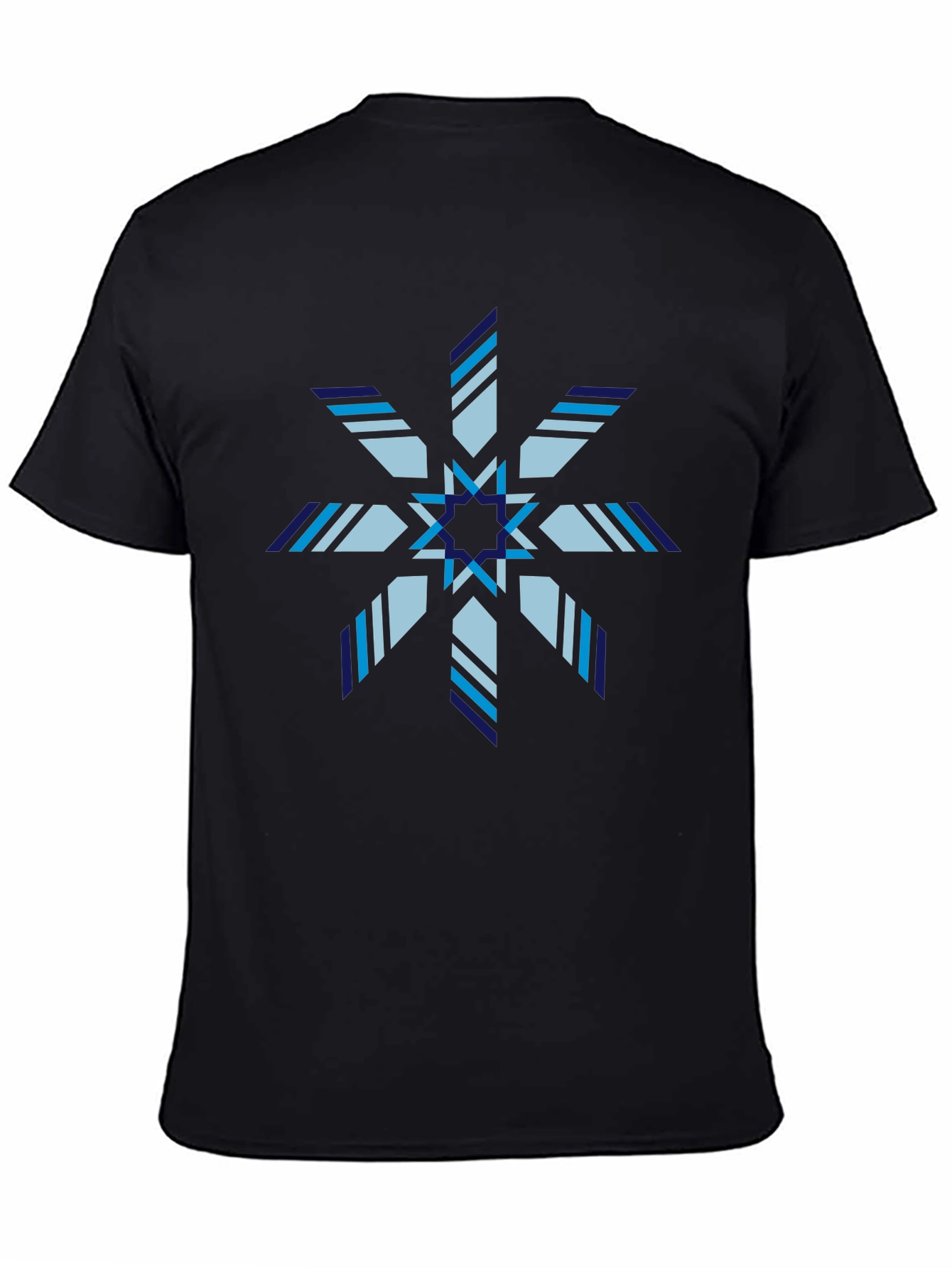 Geometric Snowflake Graphic Print Black T-Shirt