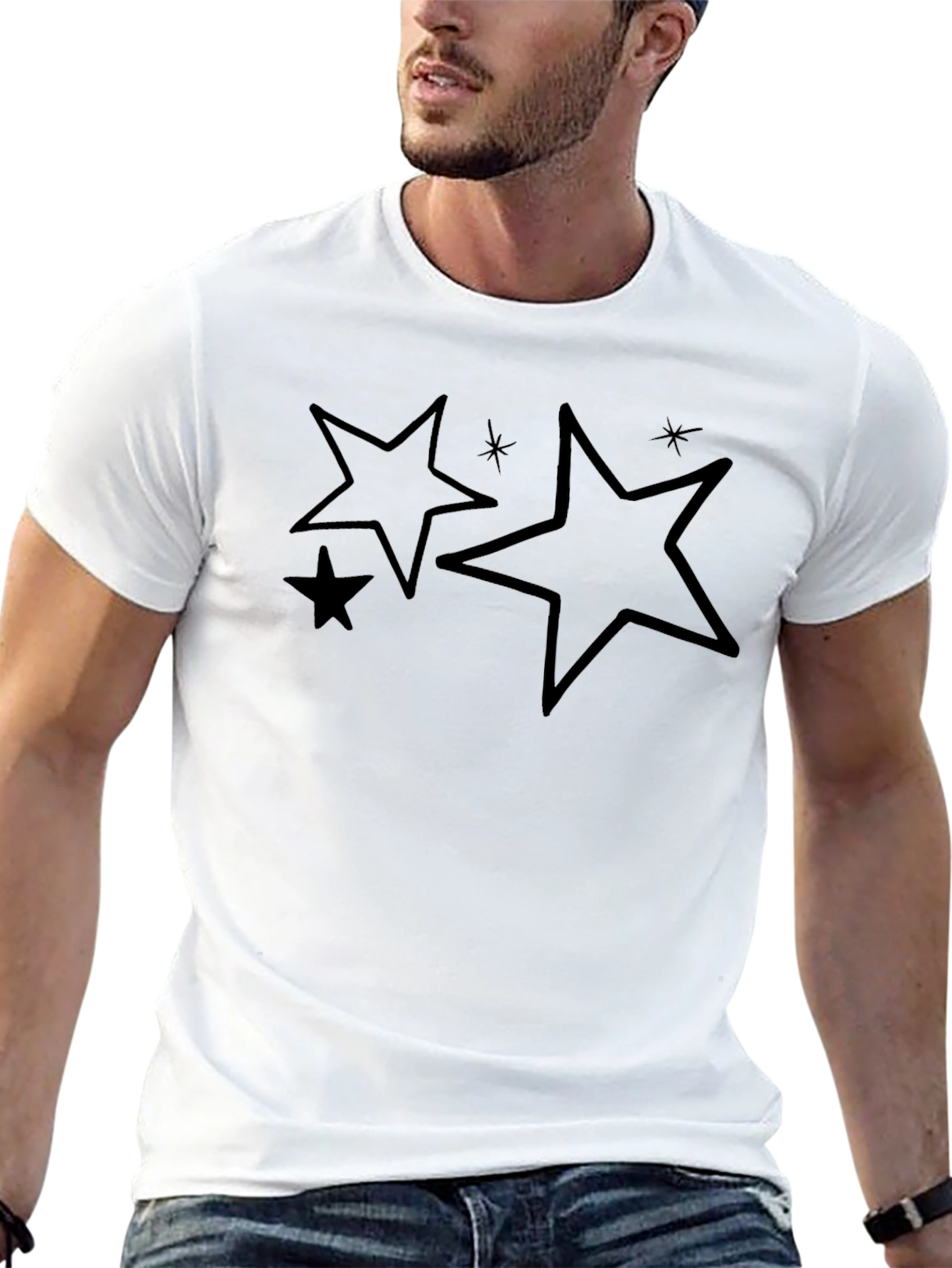 Star Graphic Black T-Shirt Casual Style