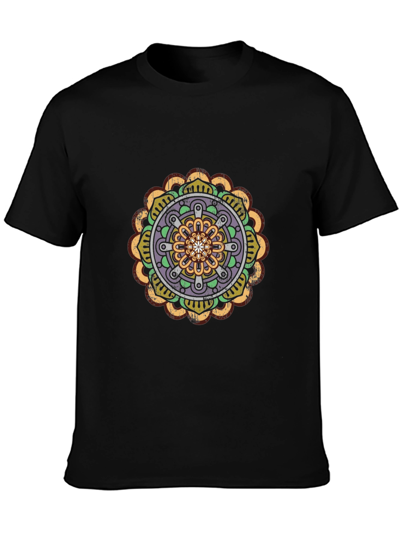 Black Mandala Graphic Tee - Stylish Mens Cotton T-Shirt