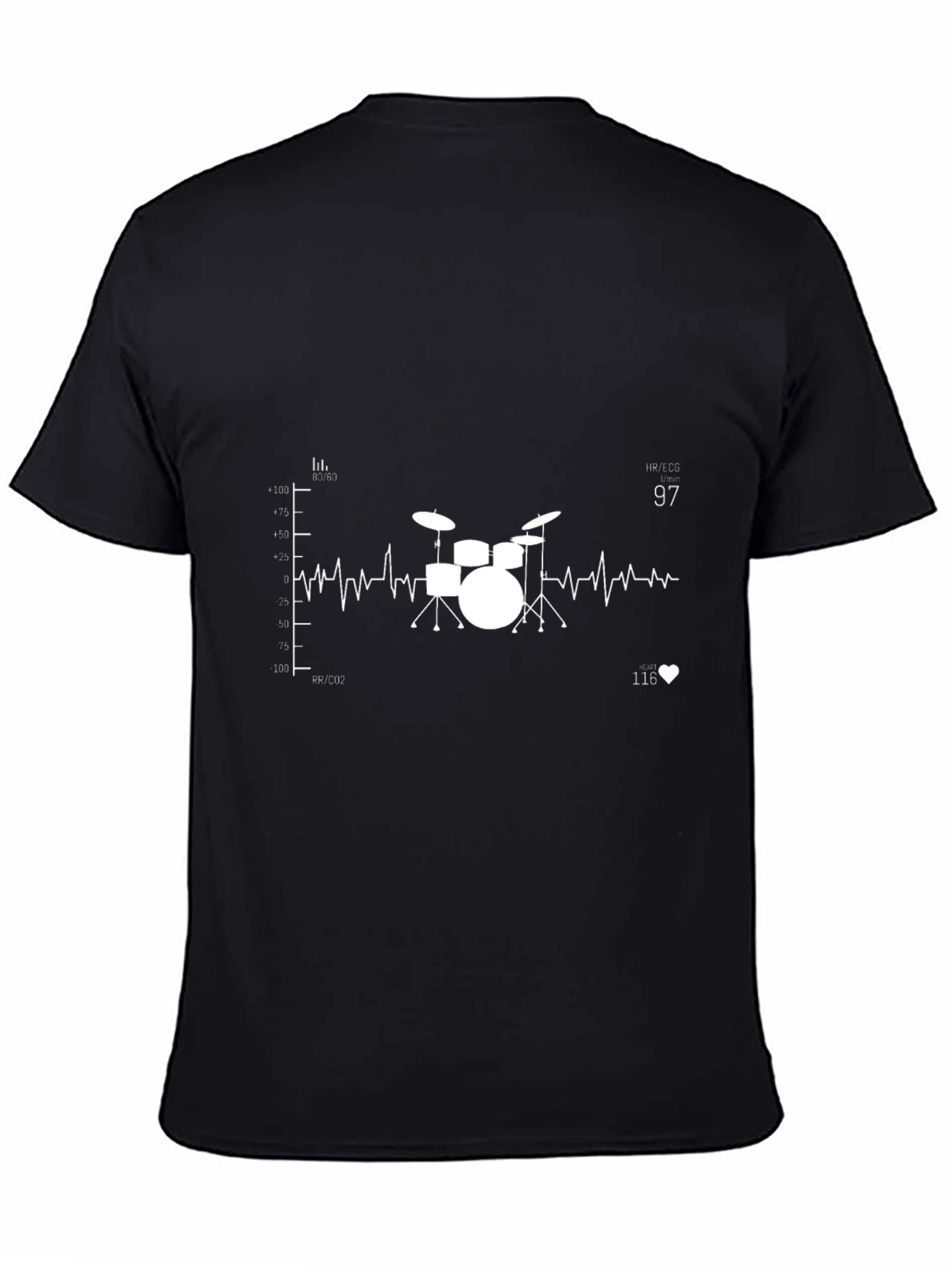 Drumbeat Heartbeat Graphic Tee - Black Cotton