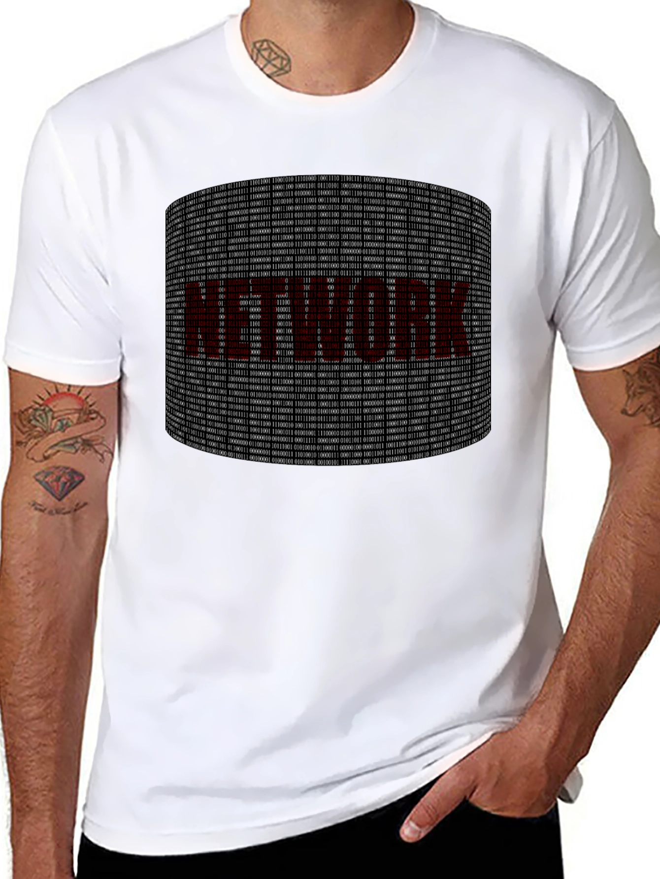 Network Binary Code Graphic Tee - Geek T-Shirt