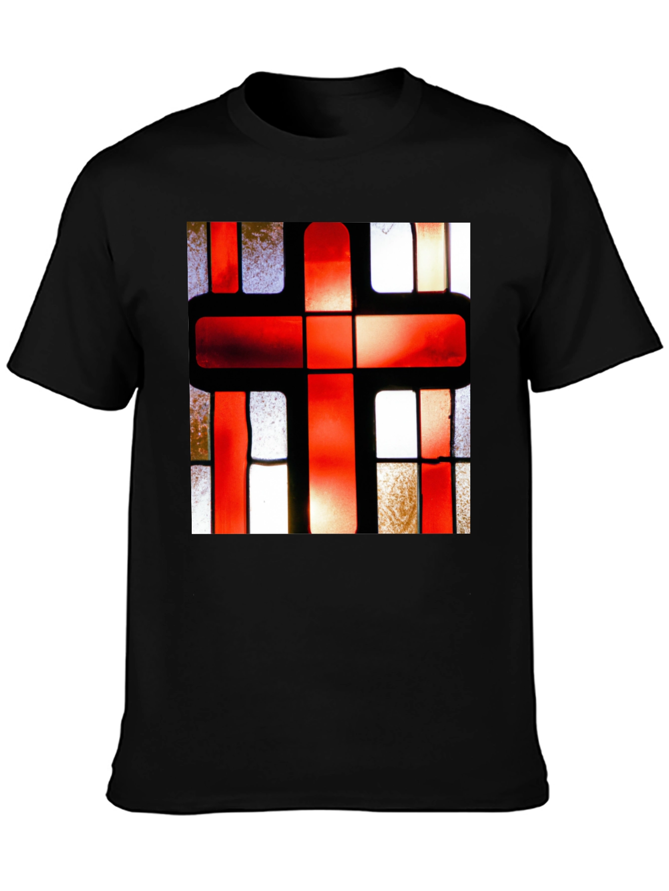 Red Cross Stained Glass Graphic T-Shirt