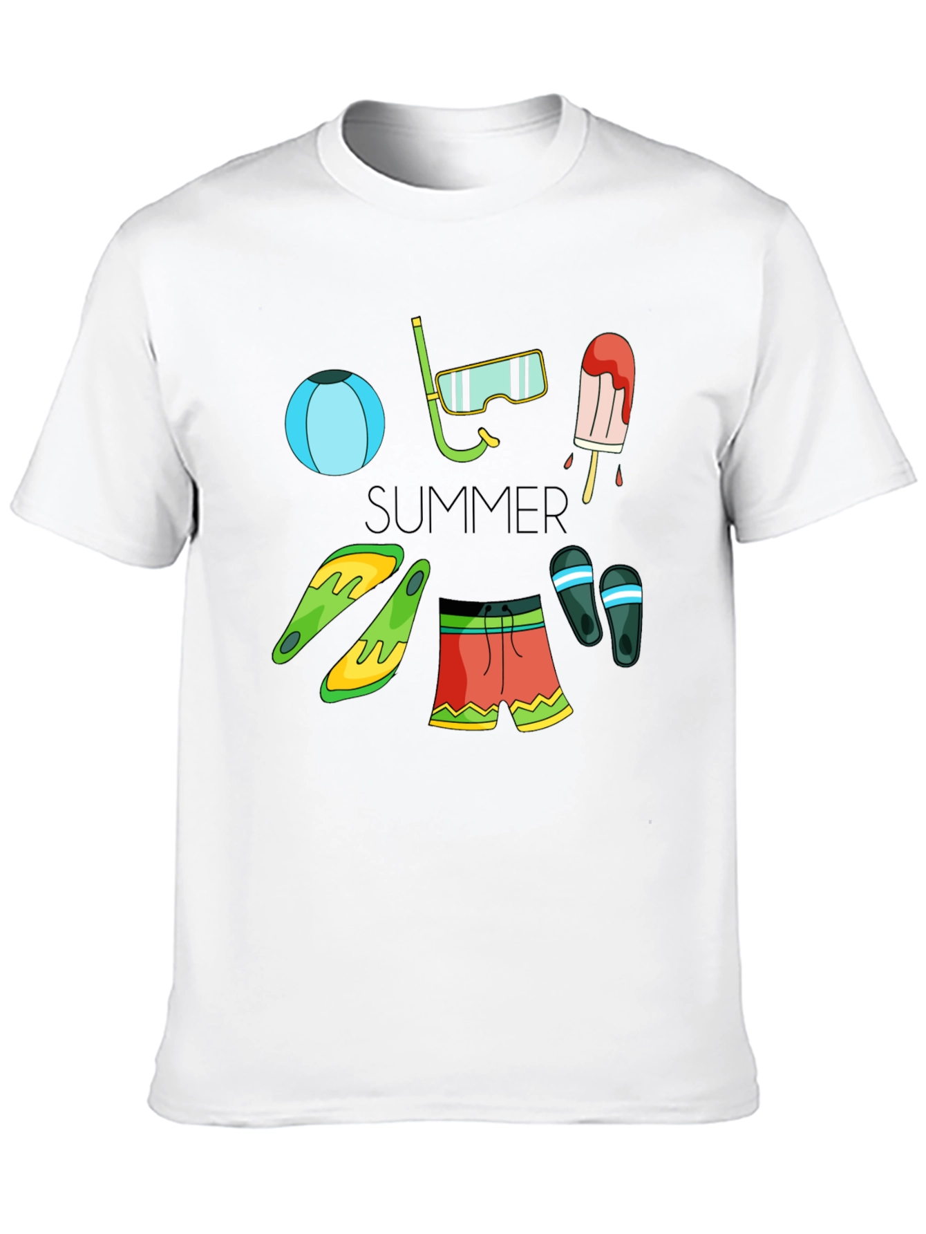 Summer Fun Graphic T-Shirt - Beach Essentials Design
