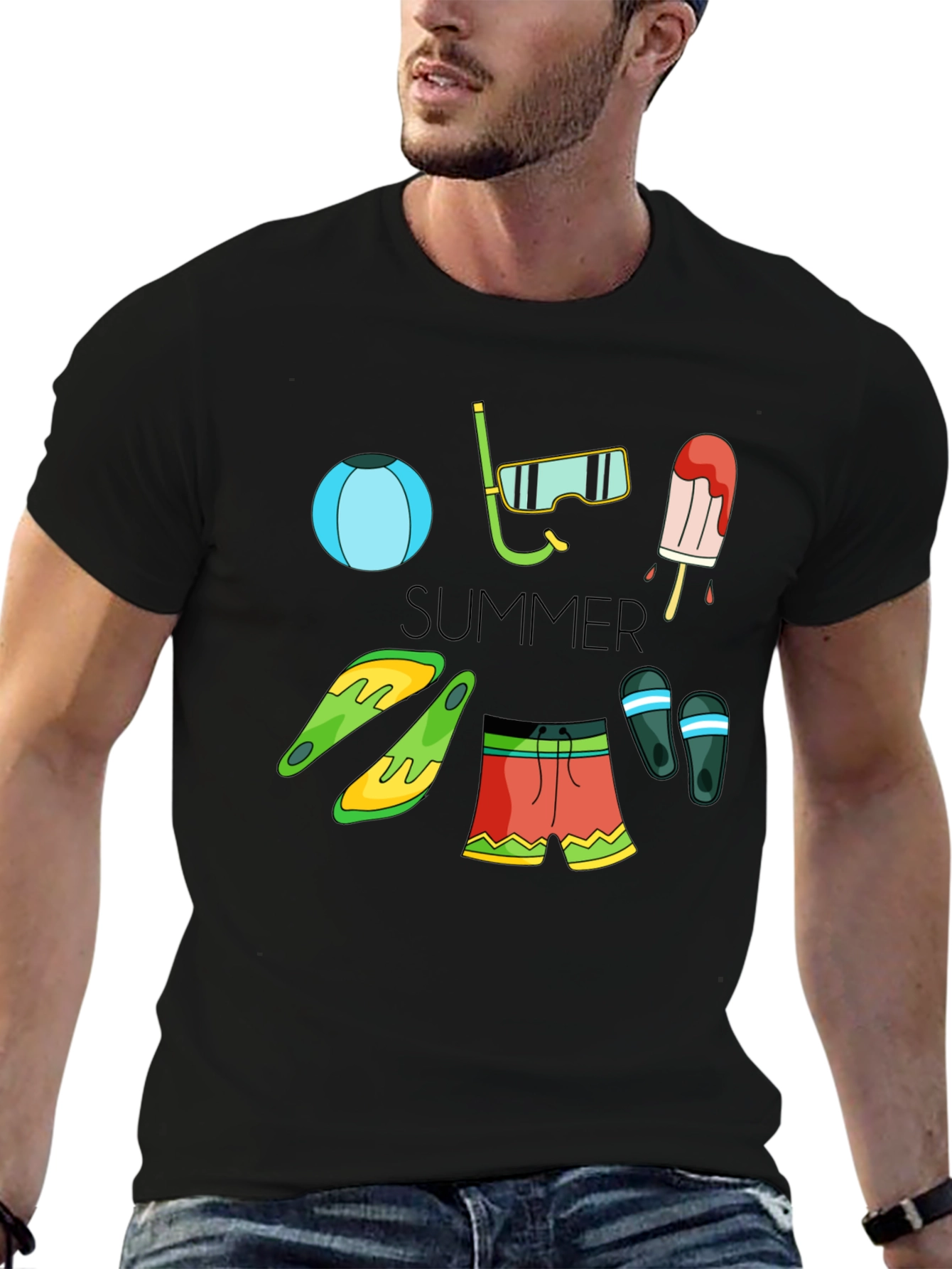 Summer Fun Graphic T-Shirt - Beach Essentials Design