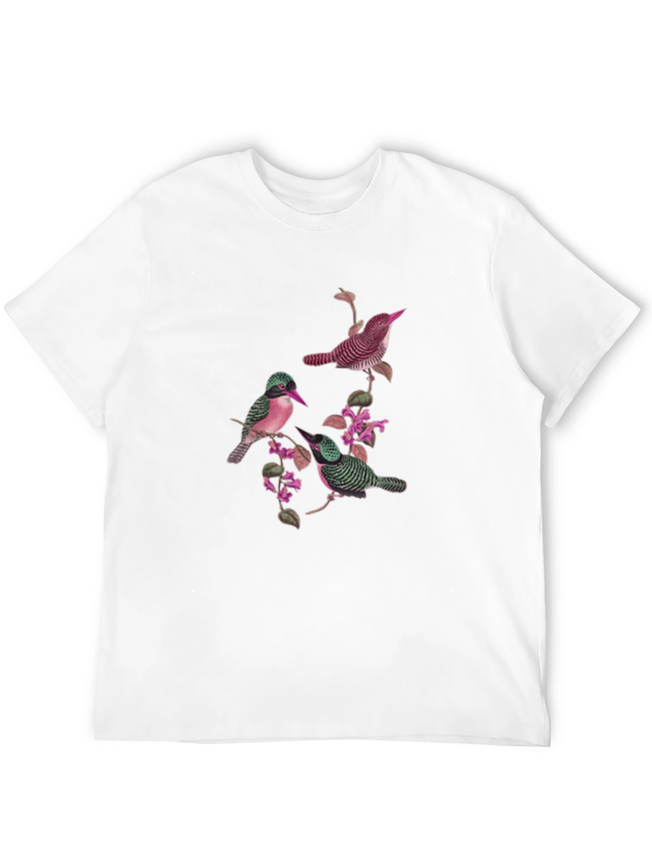 Botanical Bird Print Black Graphic Tee