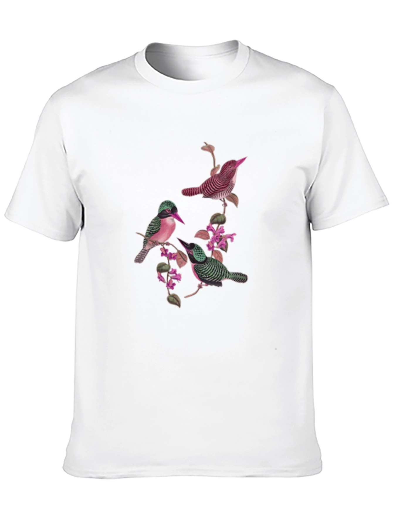 Botanical Bird Print Black Graphic Tee