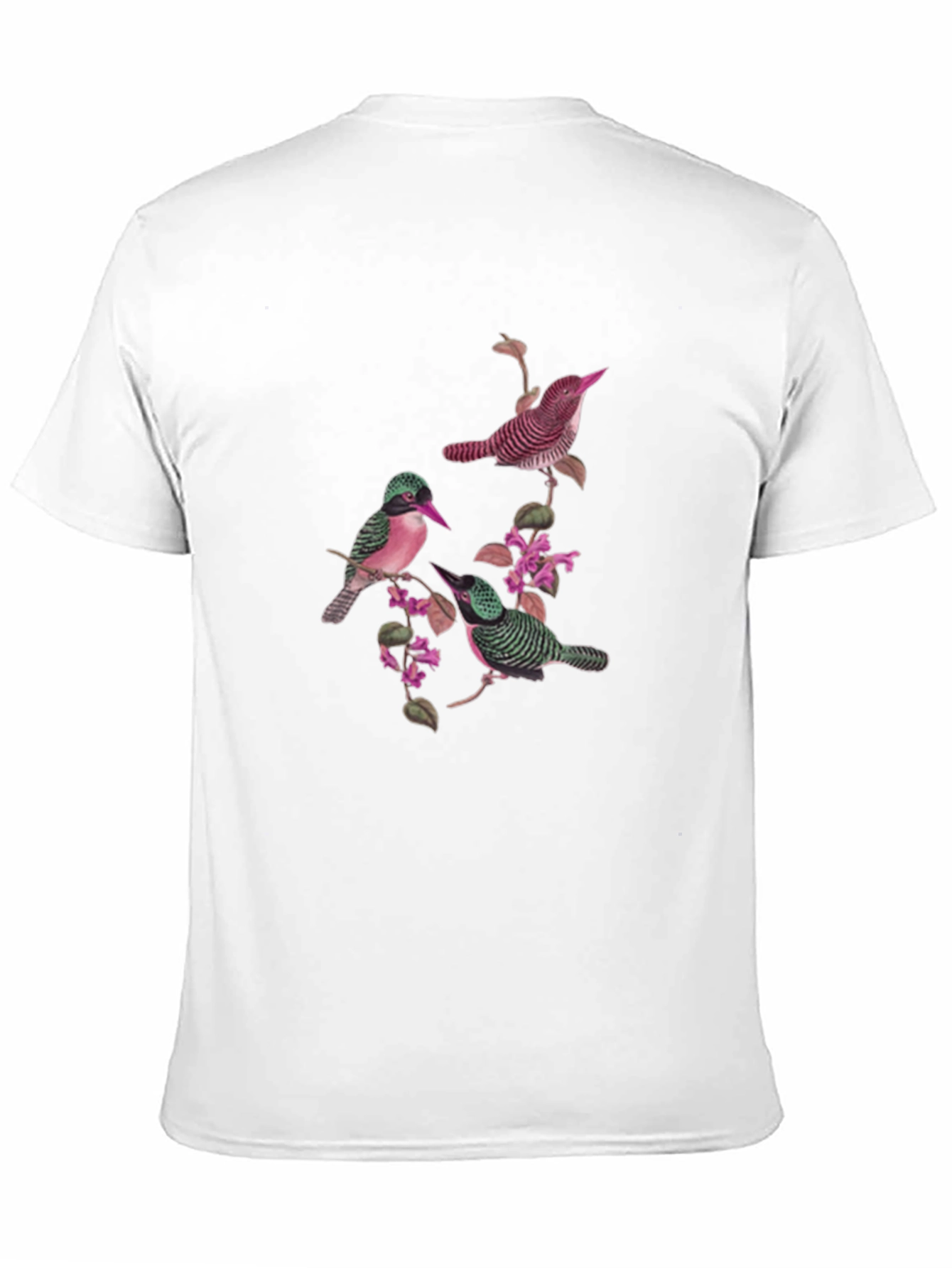Botanical Bird Print Black Graphic Tee