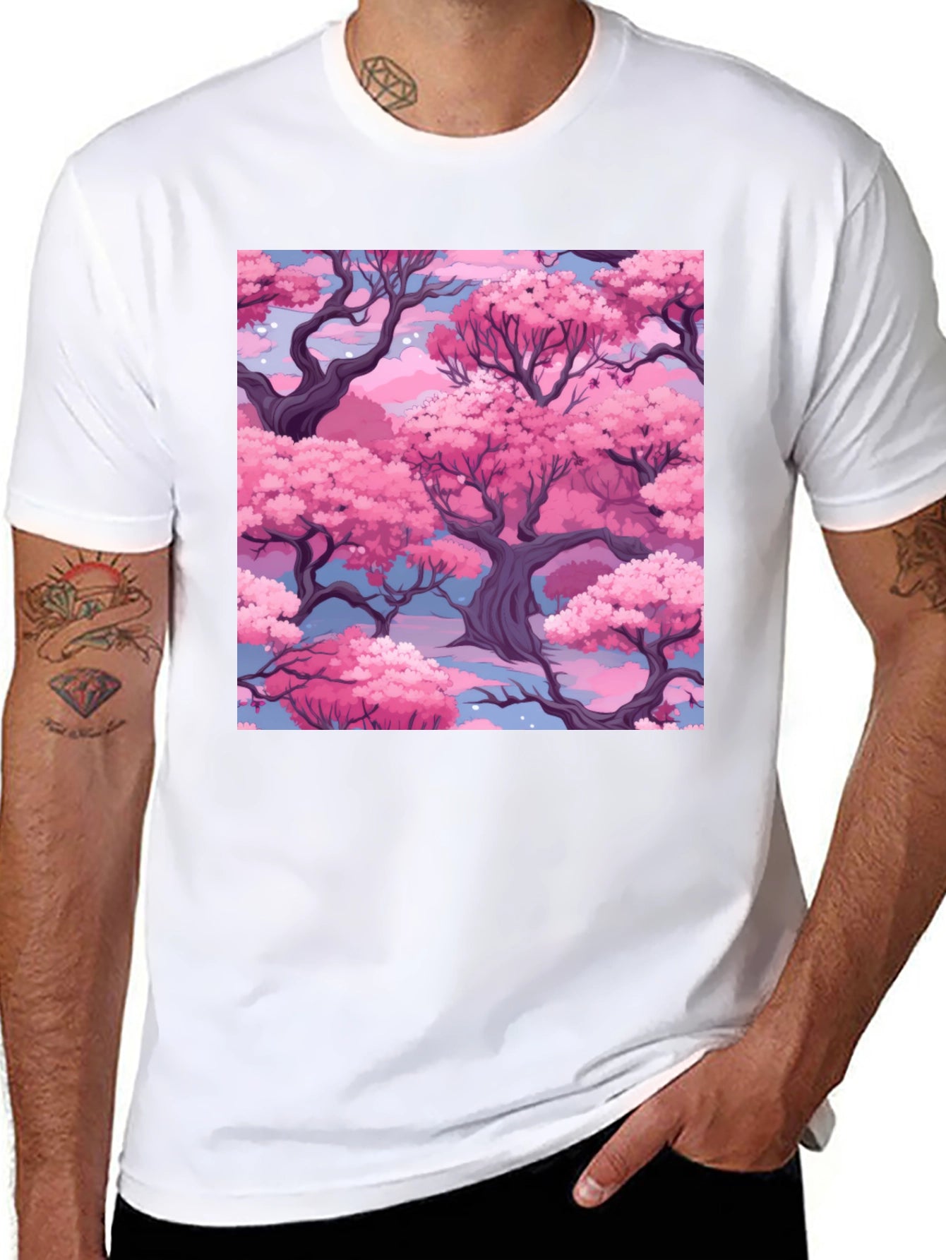 Sakura Blossom T-Shirt - Black Cotton Blend