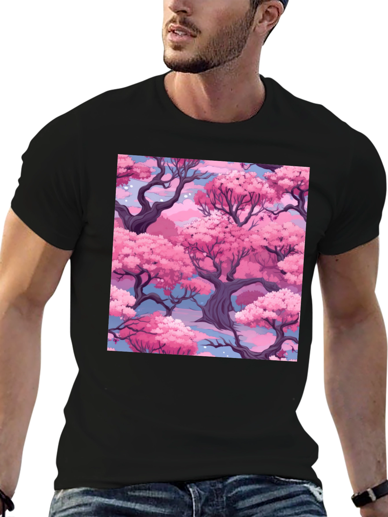 Sakura Blossom T-Shirt - Black Cotton Blend