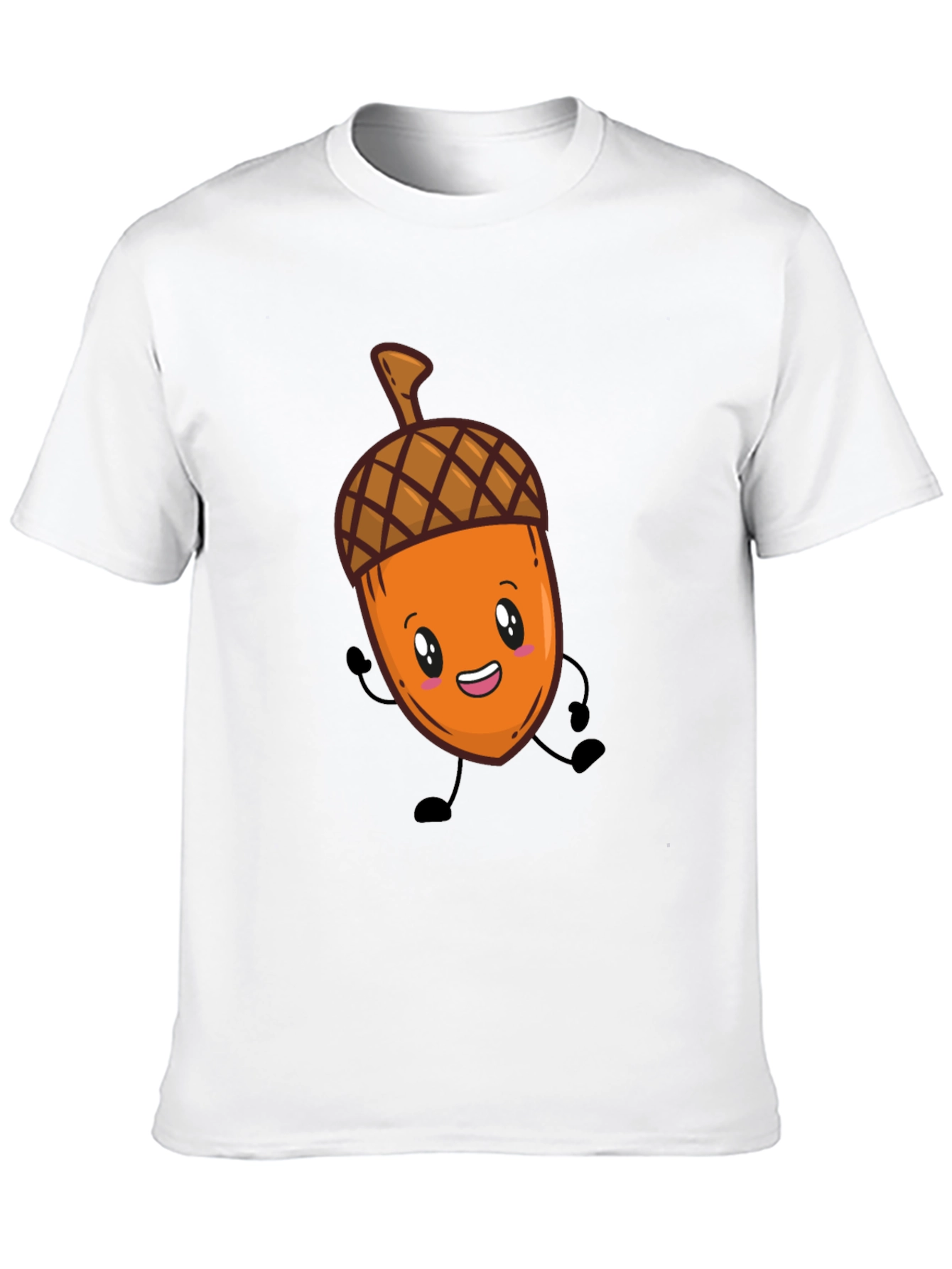 Cute Acorn Cartoon Graphic Black T-Shirt