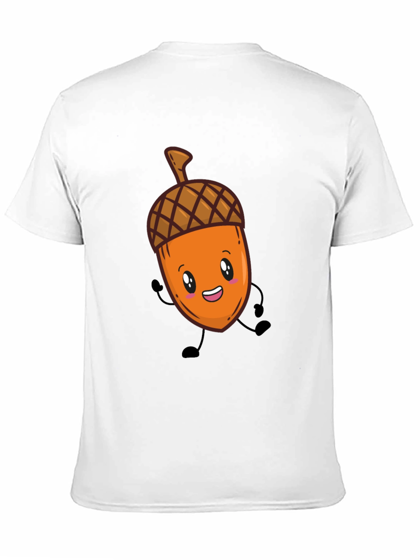 Cute Acorn Cartoon Graphic Black T-Shirt