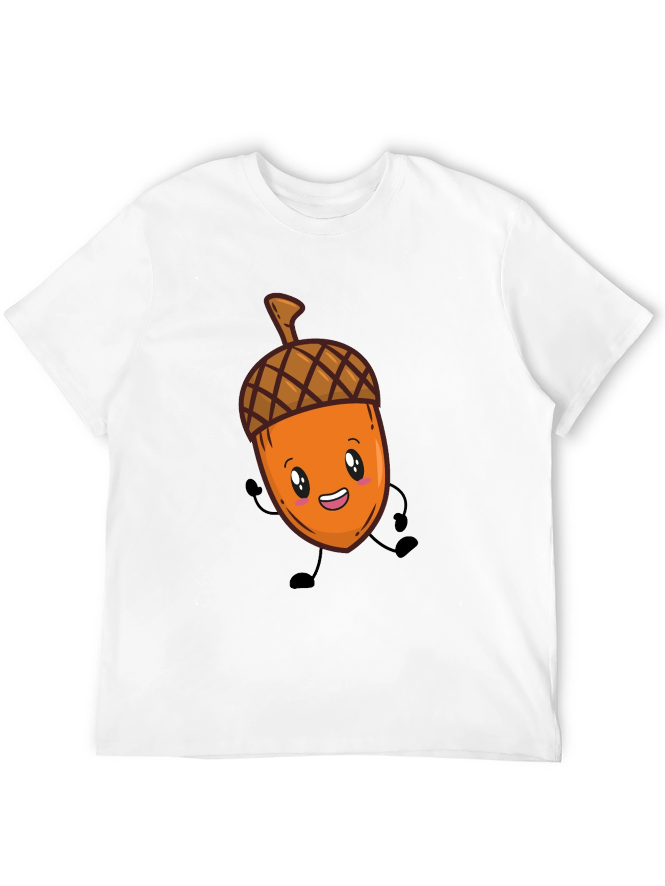 Cute Acorn Cartoon Graphic Black T-Shirt