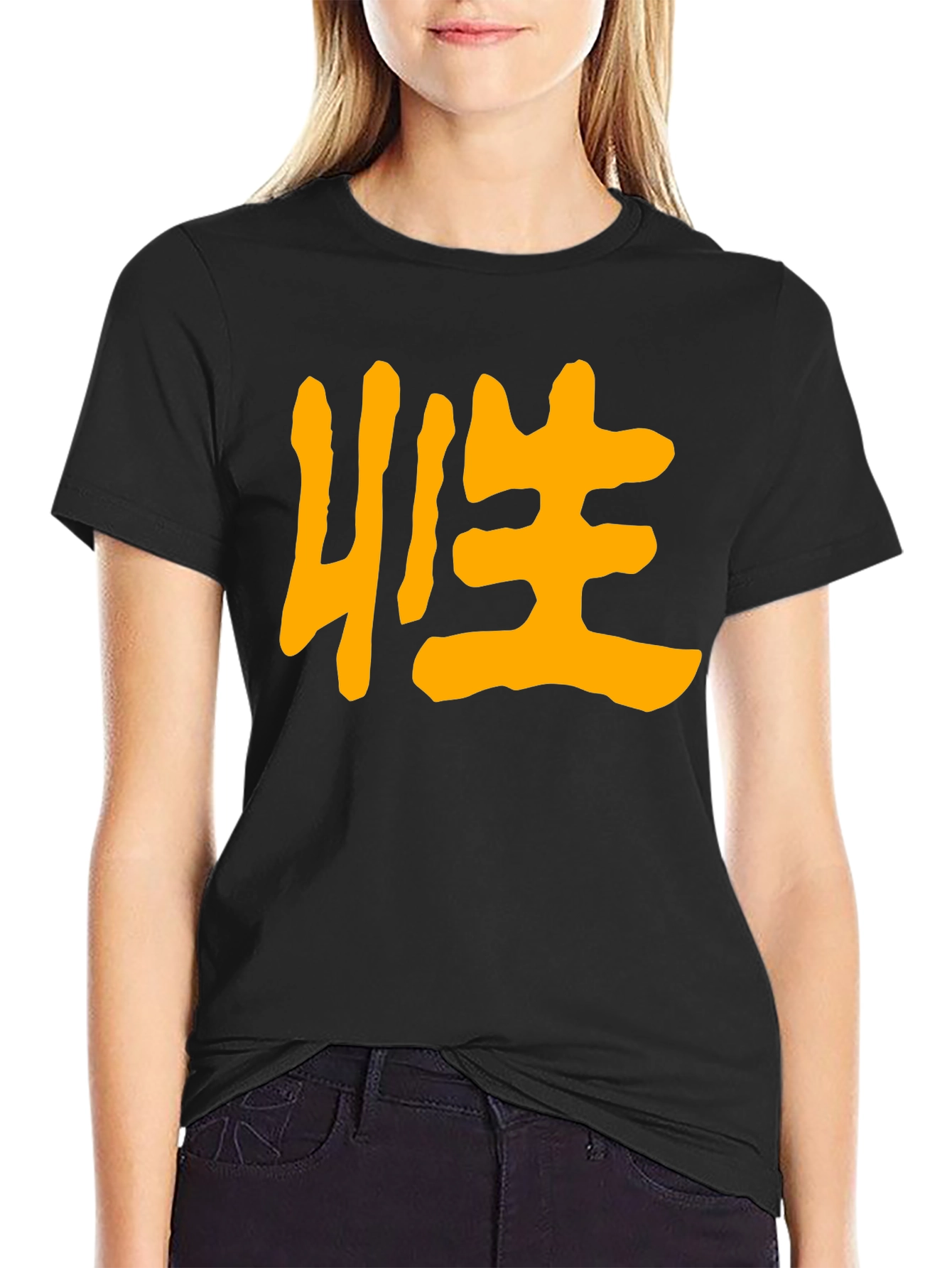 Kanji Symbol Graphic Tee - Black Cotton T-Shirt